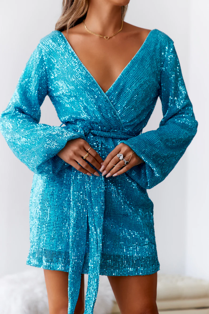 HELLO MOLLY Static Memory Sequin Dress Blue