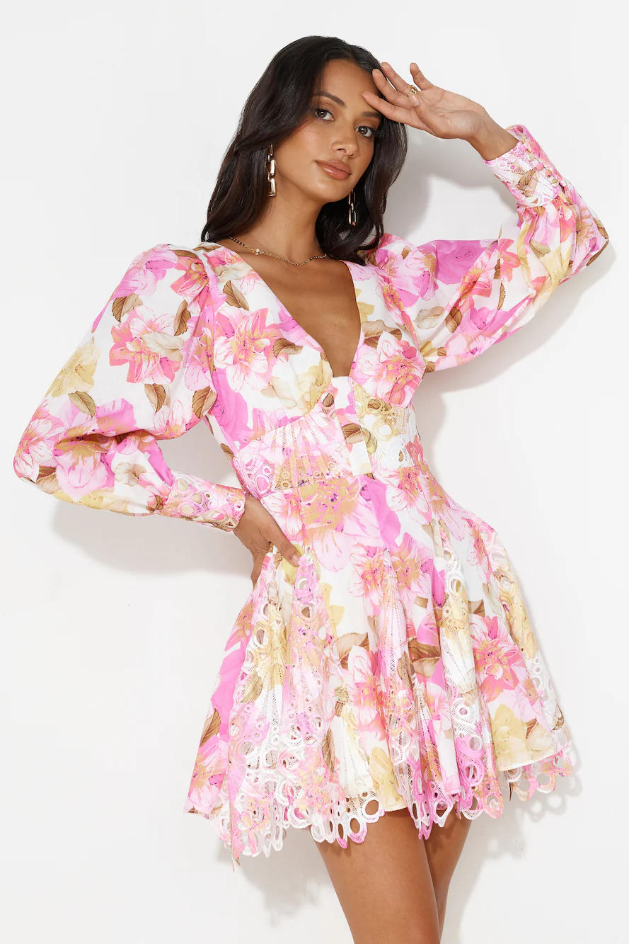 Fine Dining Brunch Mini Dress Pink