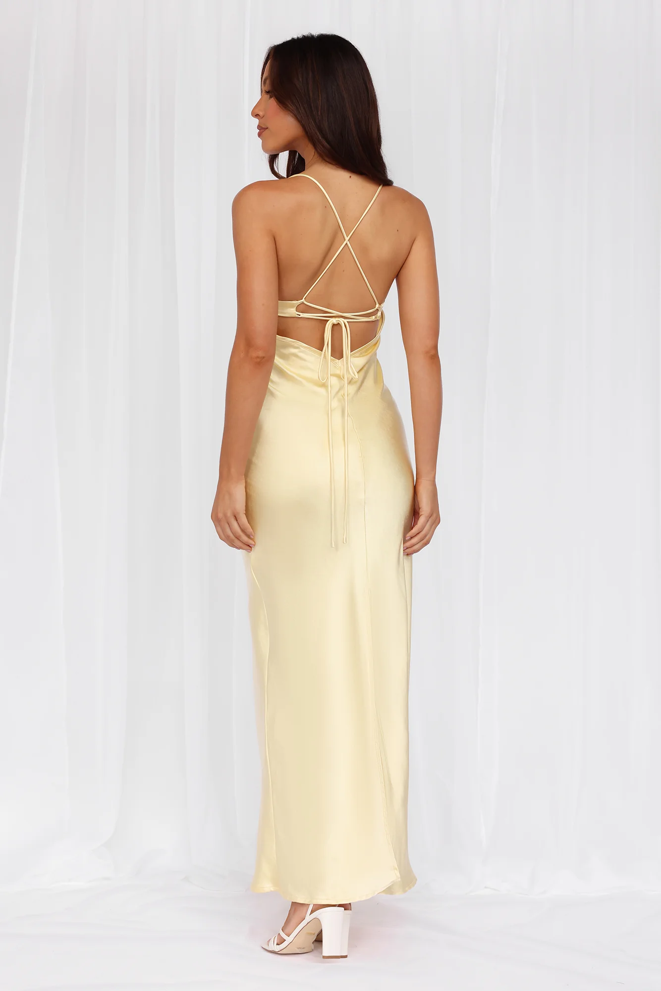 HELLO MOLLY The Samara Satin Maxi Dress Yellow
