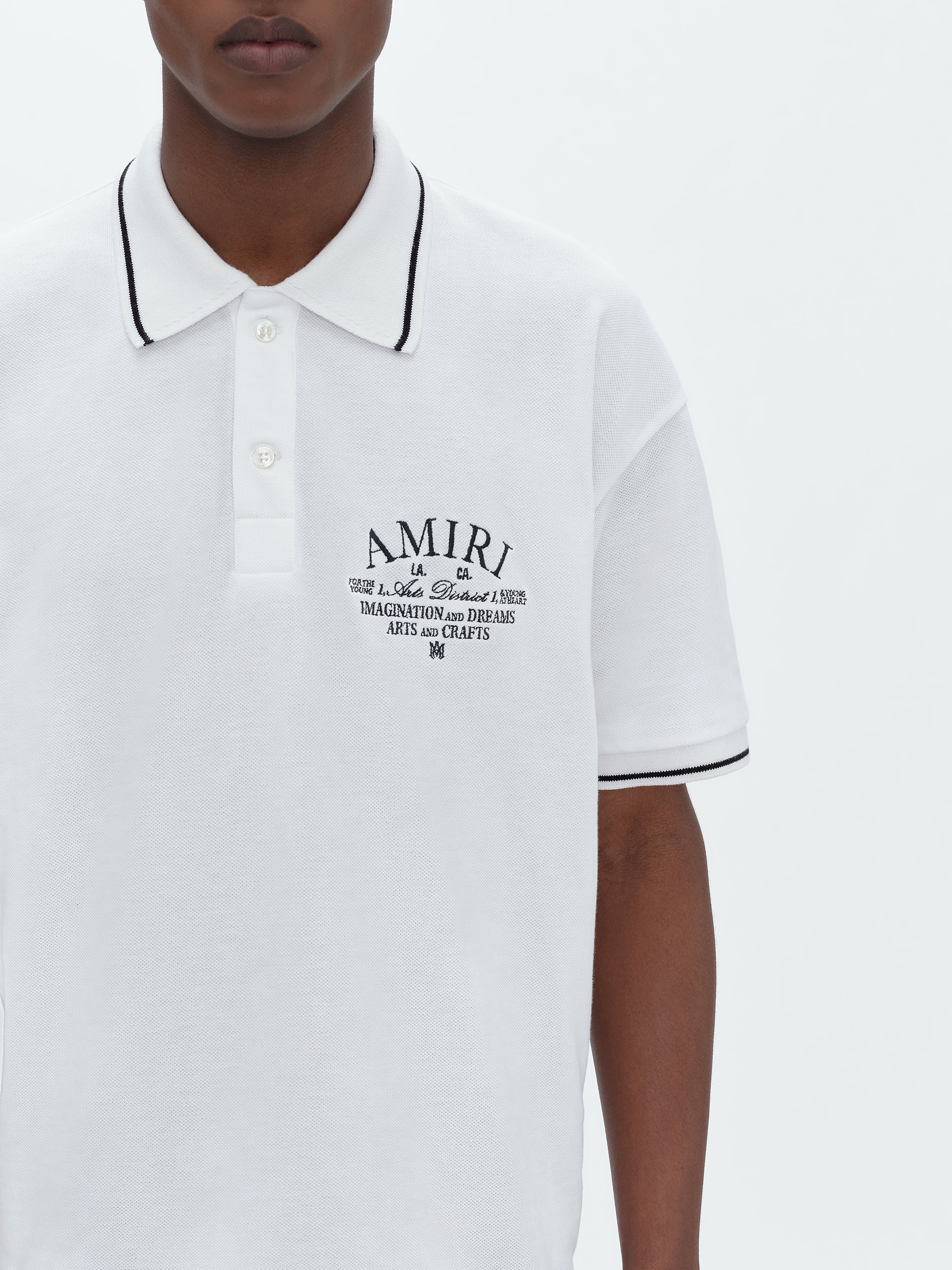 AMIRI ARTS DISTRICT PIQUE POLO - WHITE