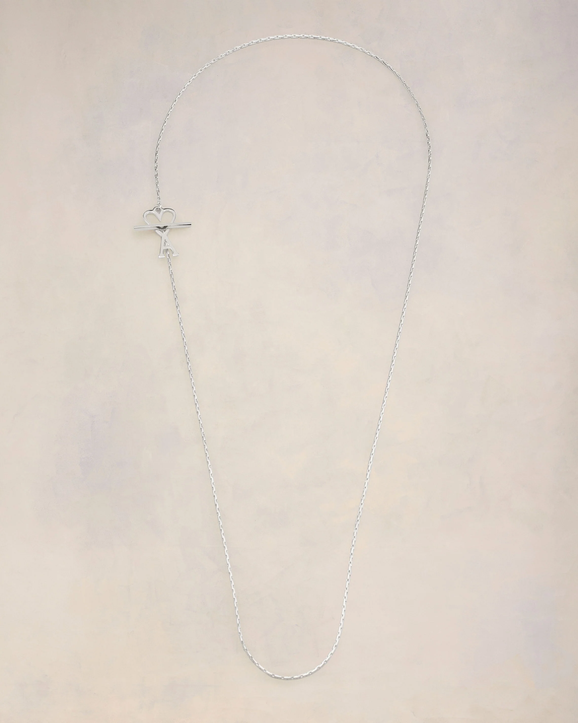 Silver Brass Ami de Coeur Chain Necklace