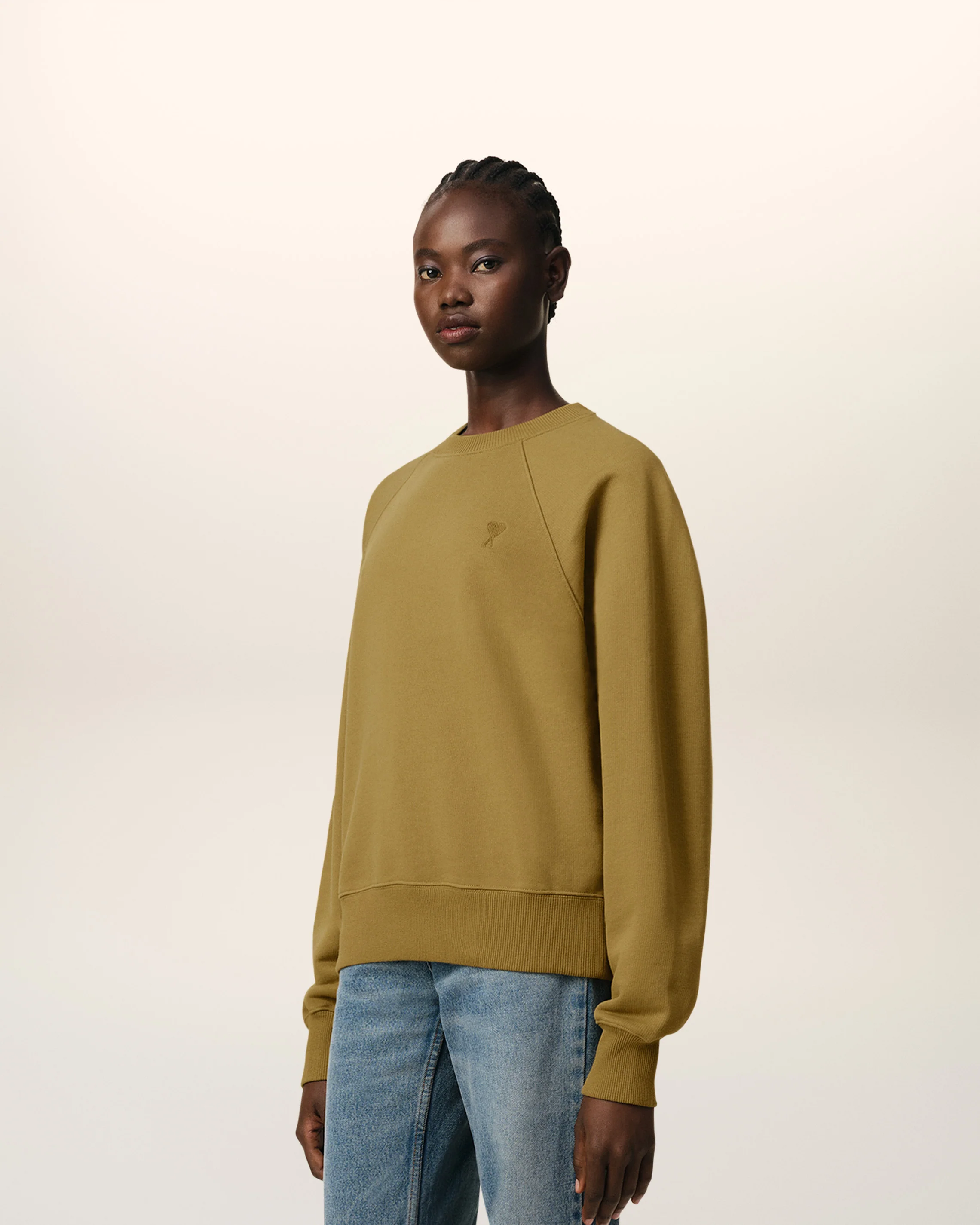 Mustard Cotton Tonal Ami de Coeur Sweatshirt