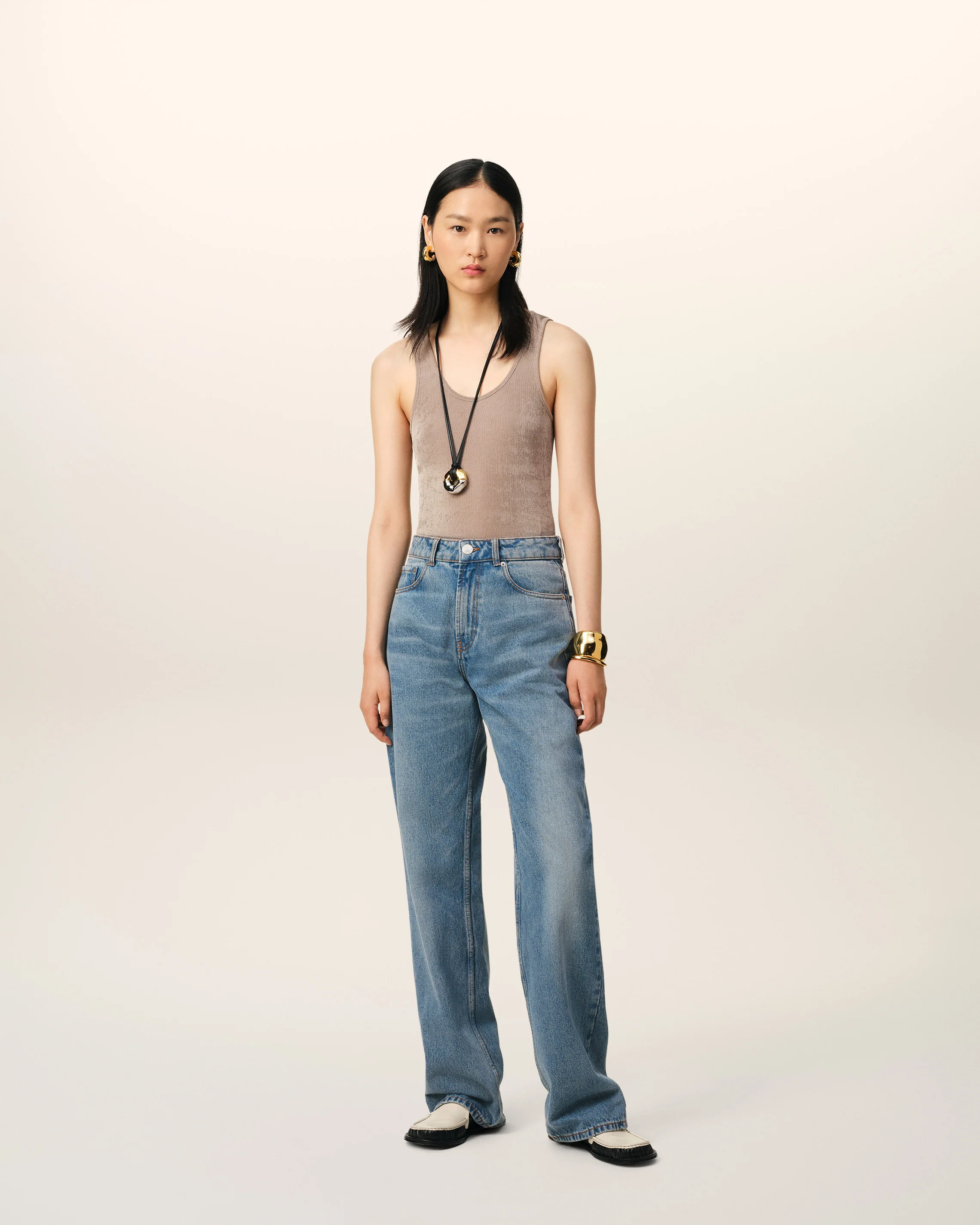 Blue Cotton Large Fit Jeans