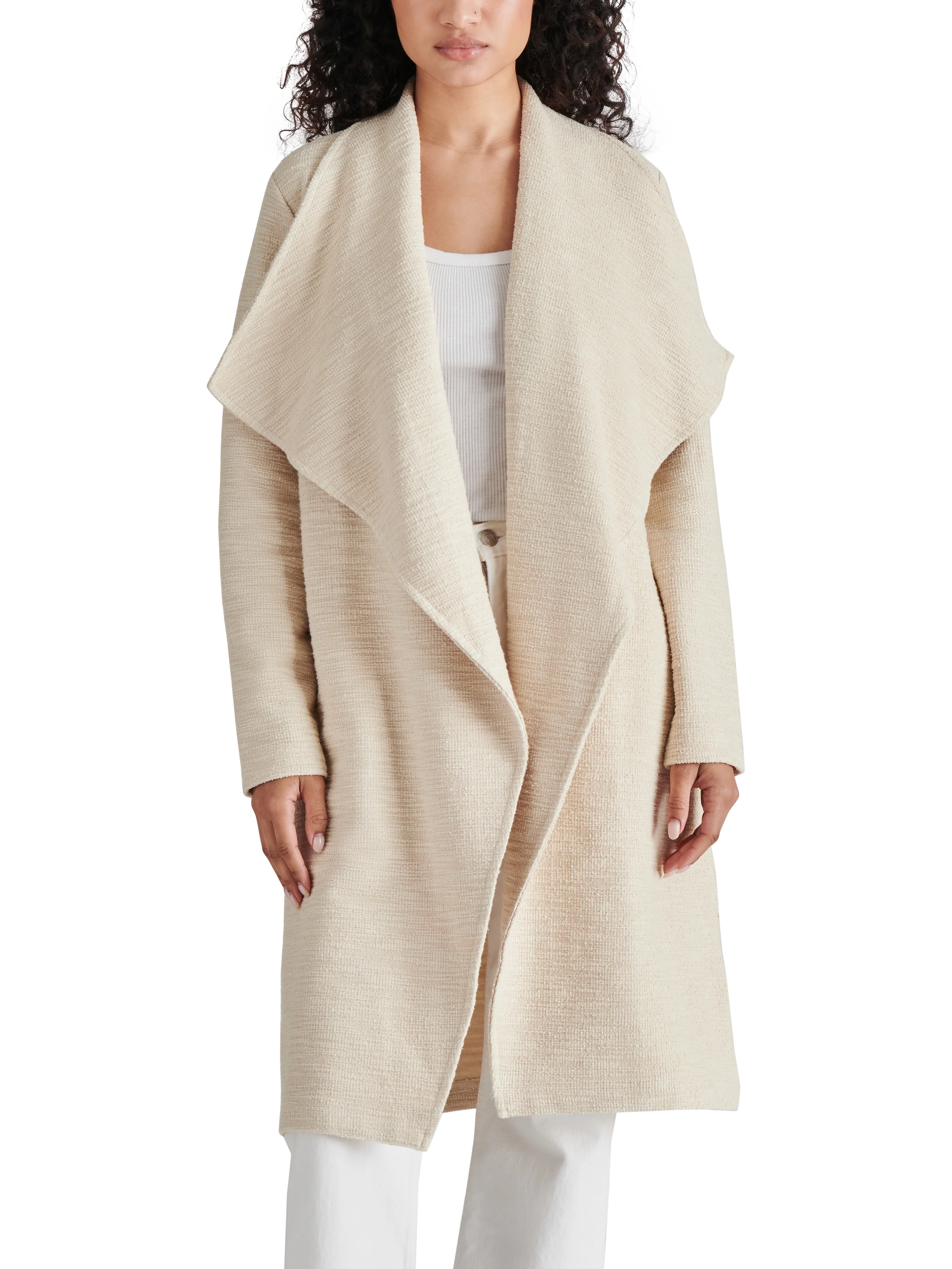 DRAPE FRONT SLUB KNIT JACKET IVORY