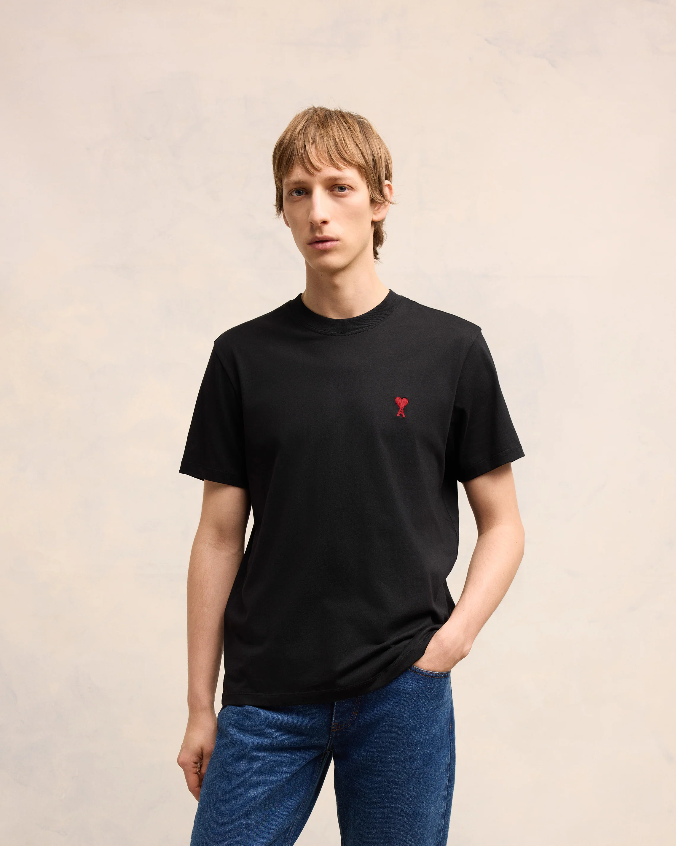 Black Cotton Ami de Coeur T-Shirt