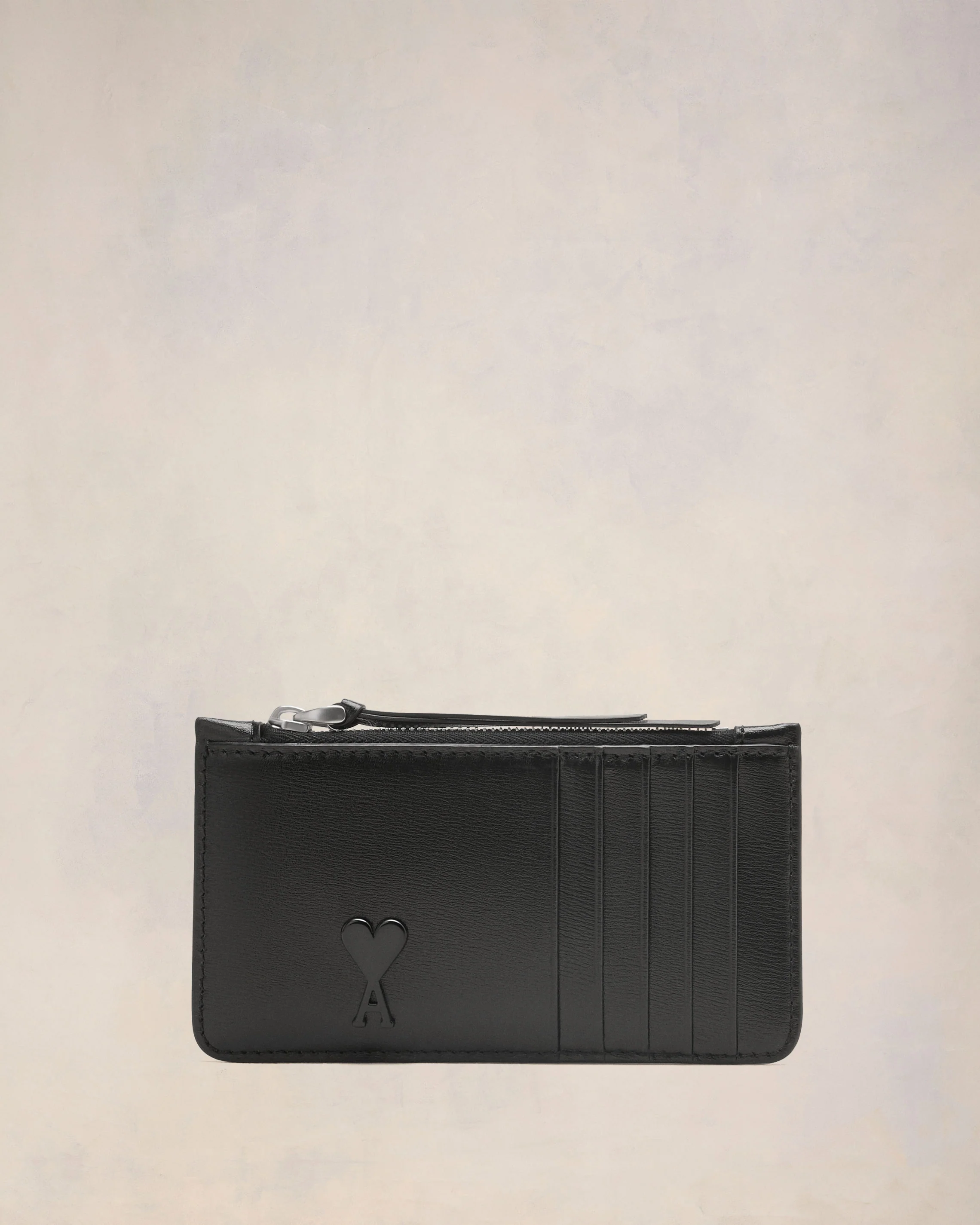 Black Leather Zipped Card Holder