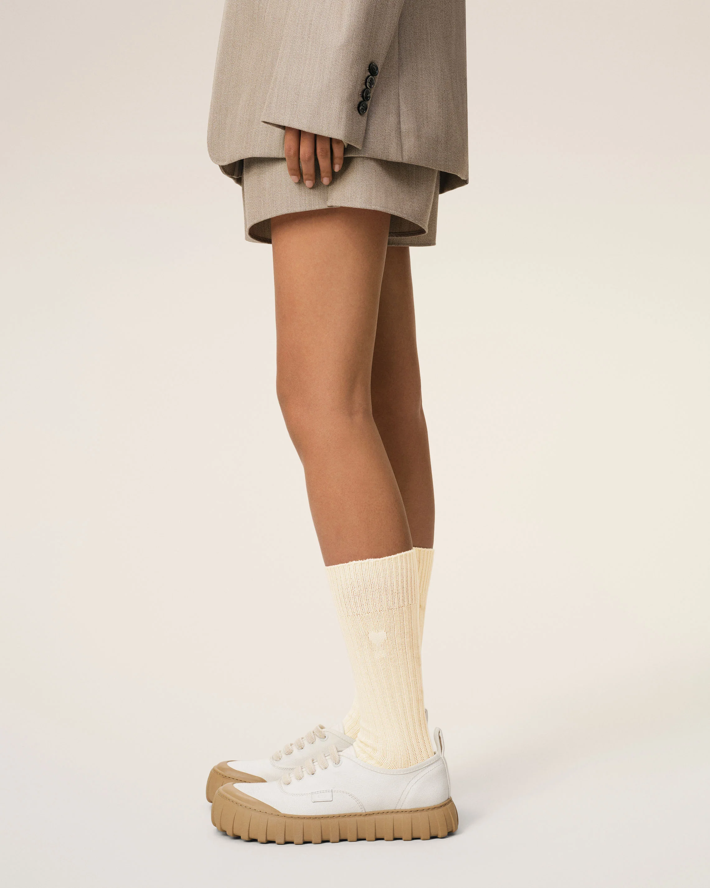 Beige Cotton Ami de Coeur Socks