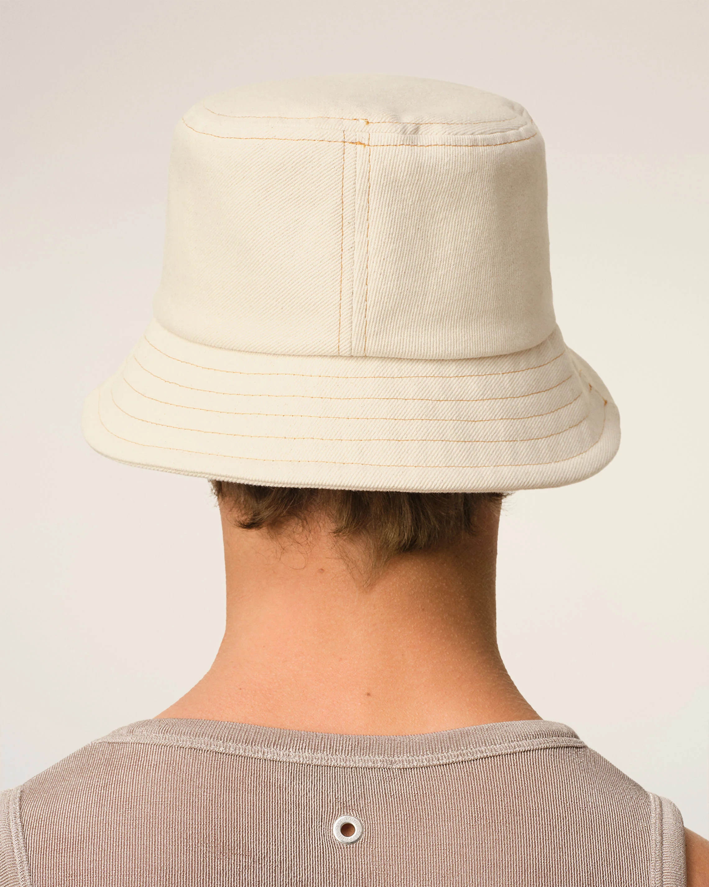 Beige Cotton Ami de Coeur Embroidery Bucket Hat