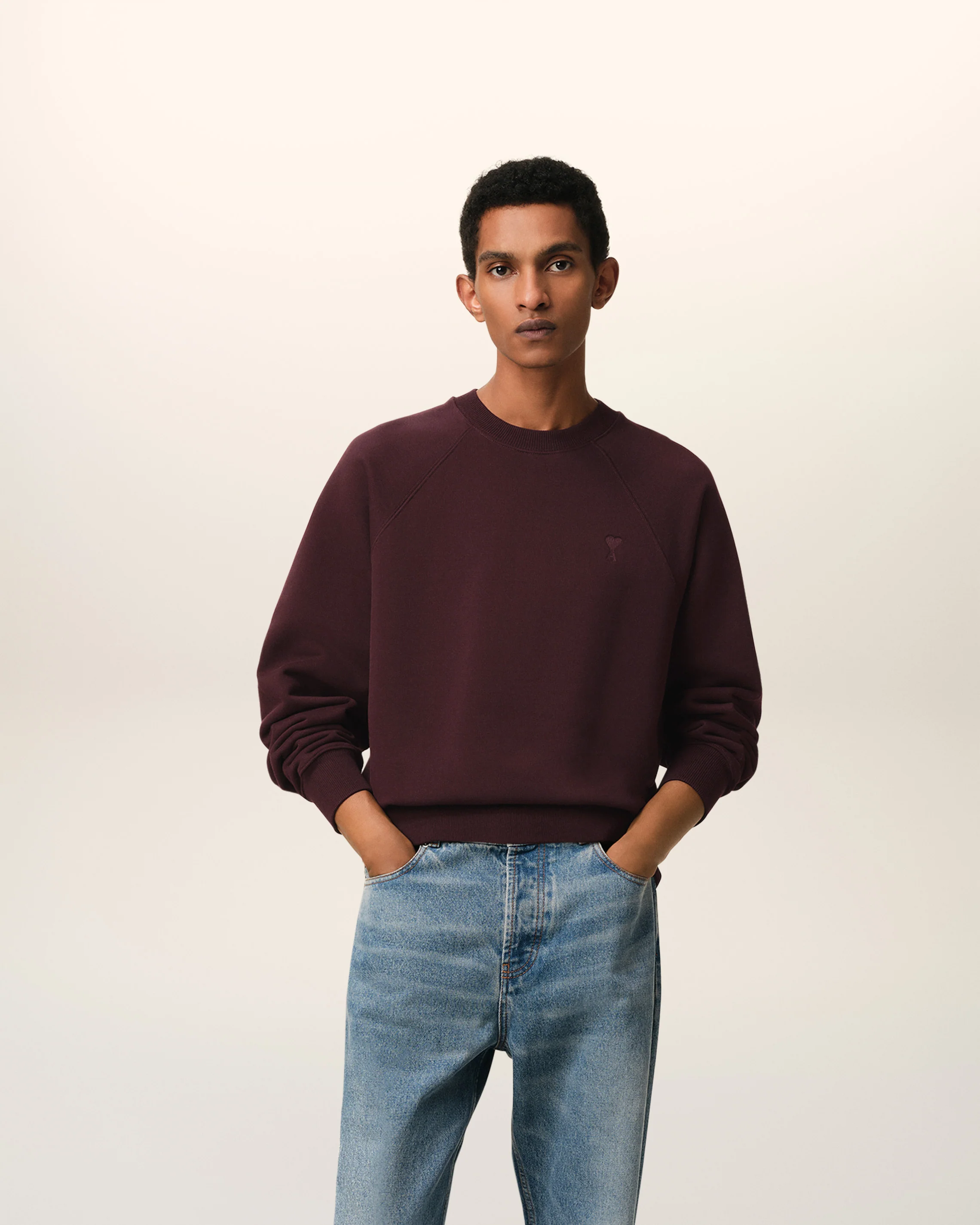Burgundy Cotton Tonal Ami de Coeur Sweatshirt