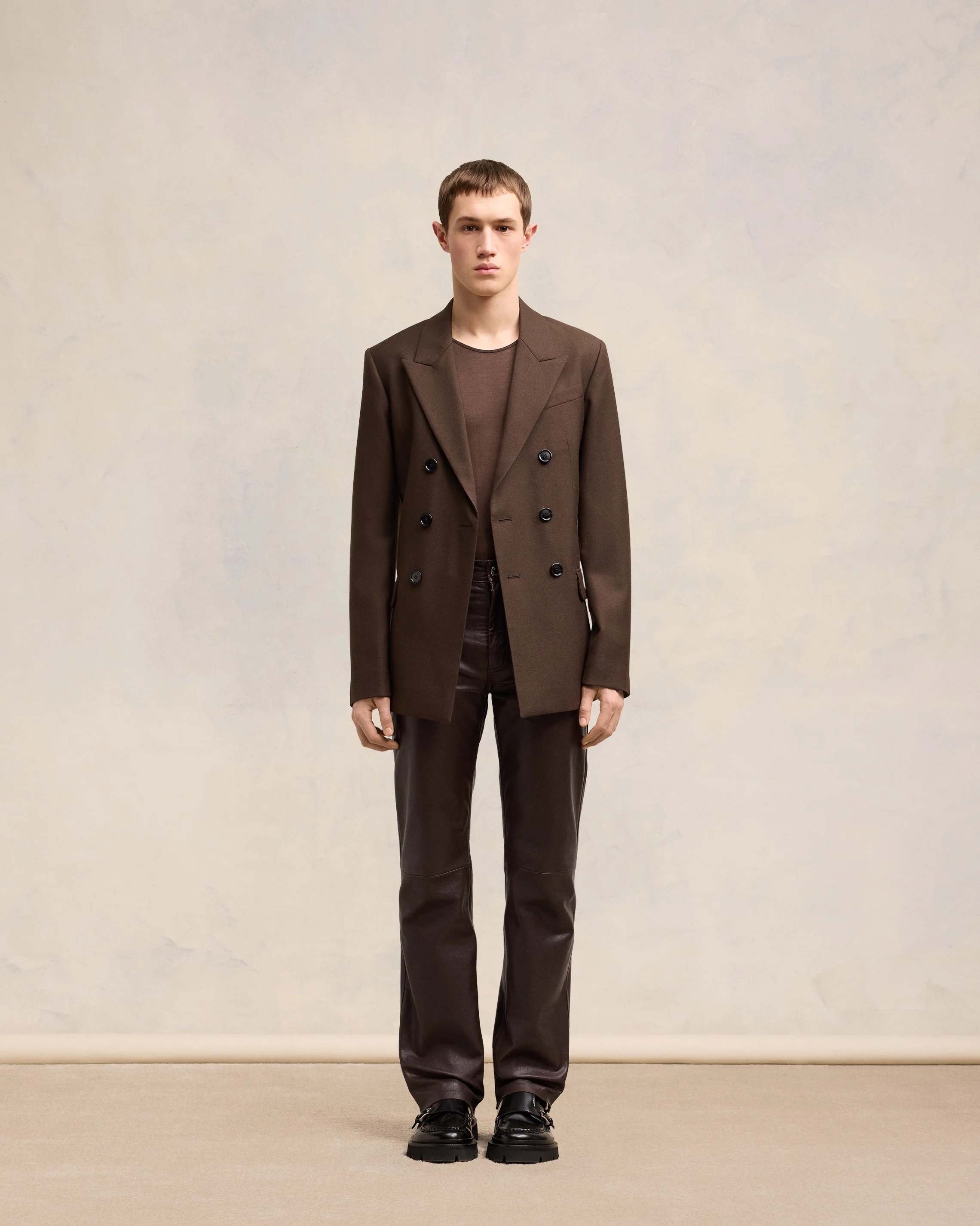 Leather Straight Fit Trousers