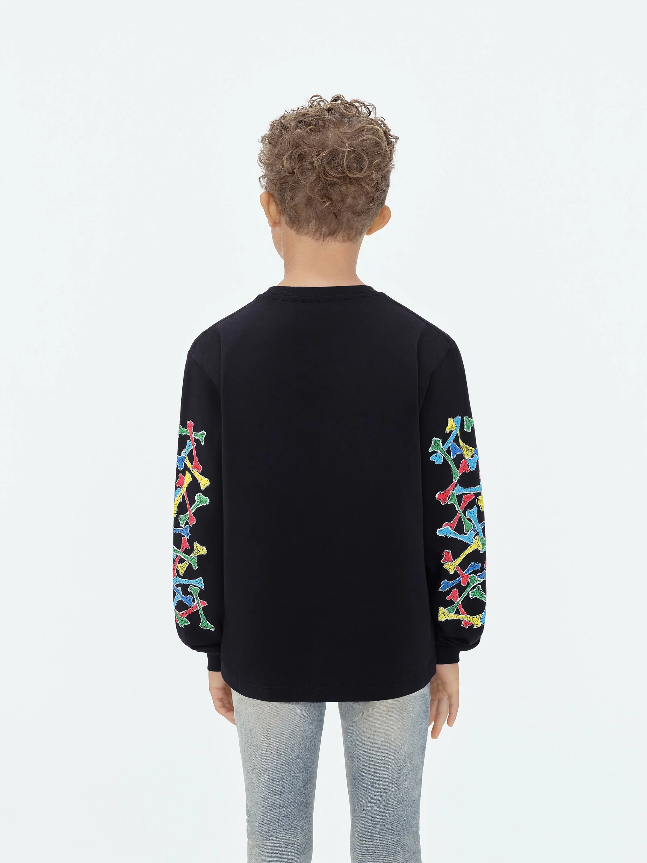 KIDS - AMIRI BONES SCRIBBLE LONG SLEEVE TEE - Black