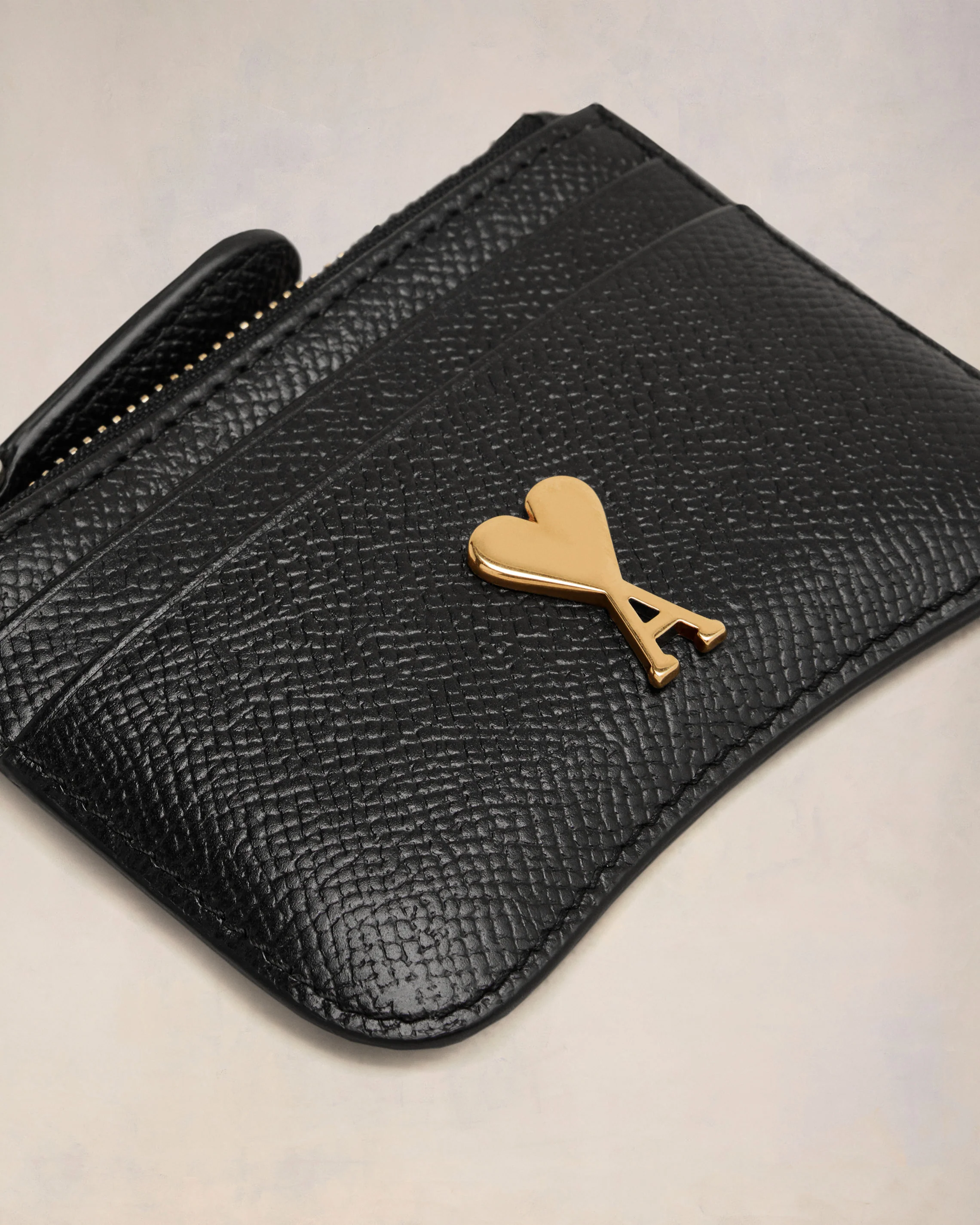 Black Leather Zipped Card Holder