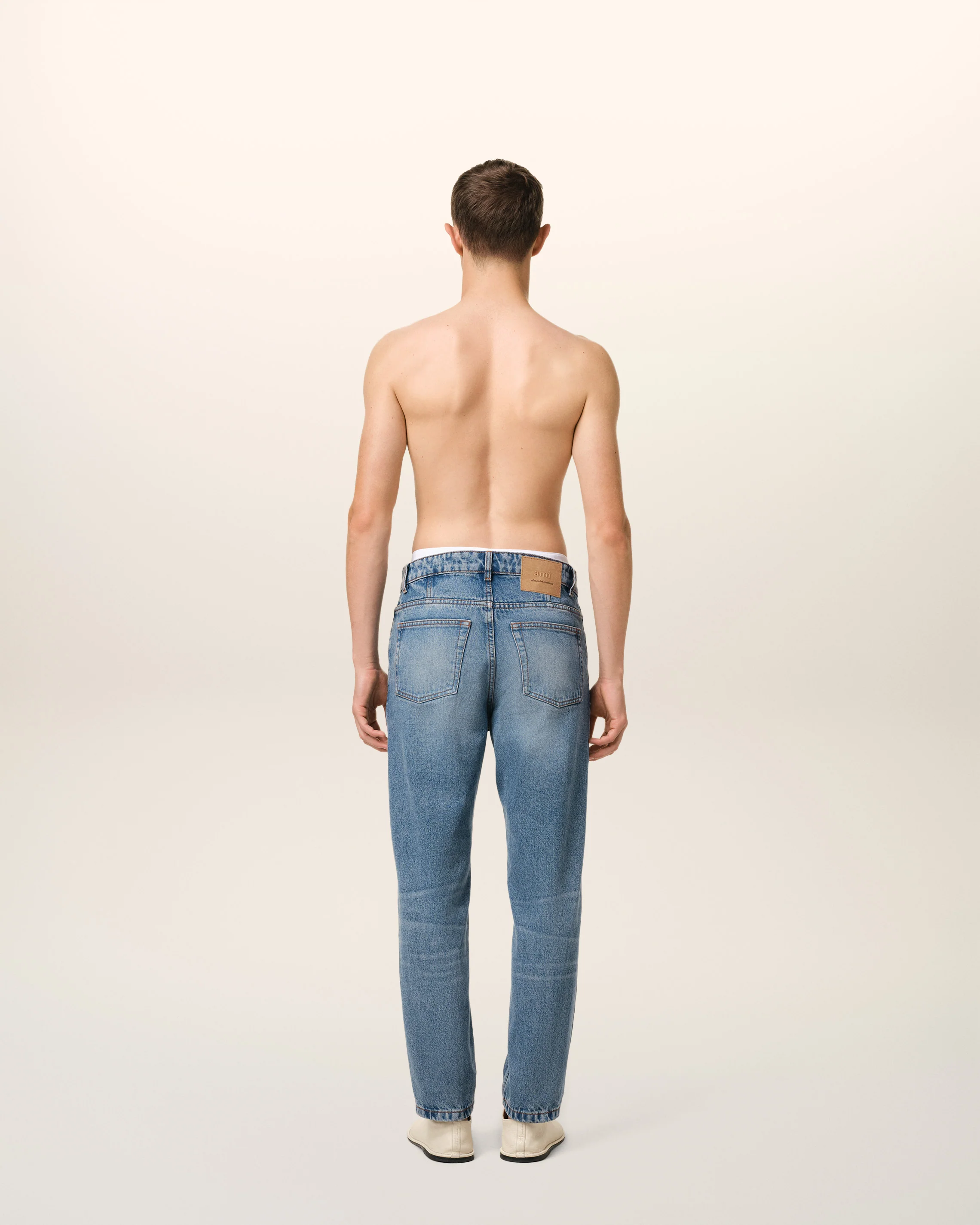 Blue Cotton Tapered Fit Jeans