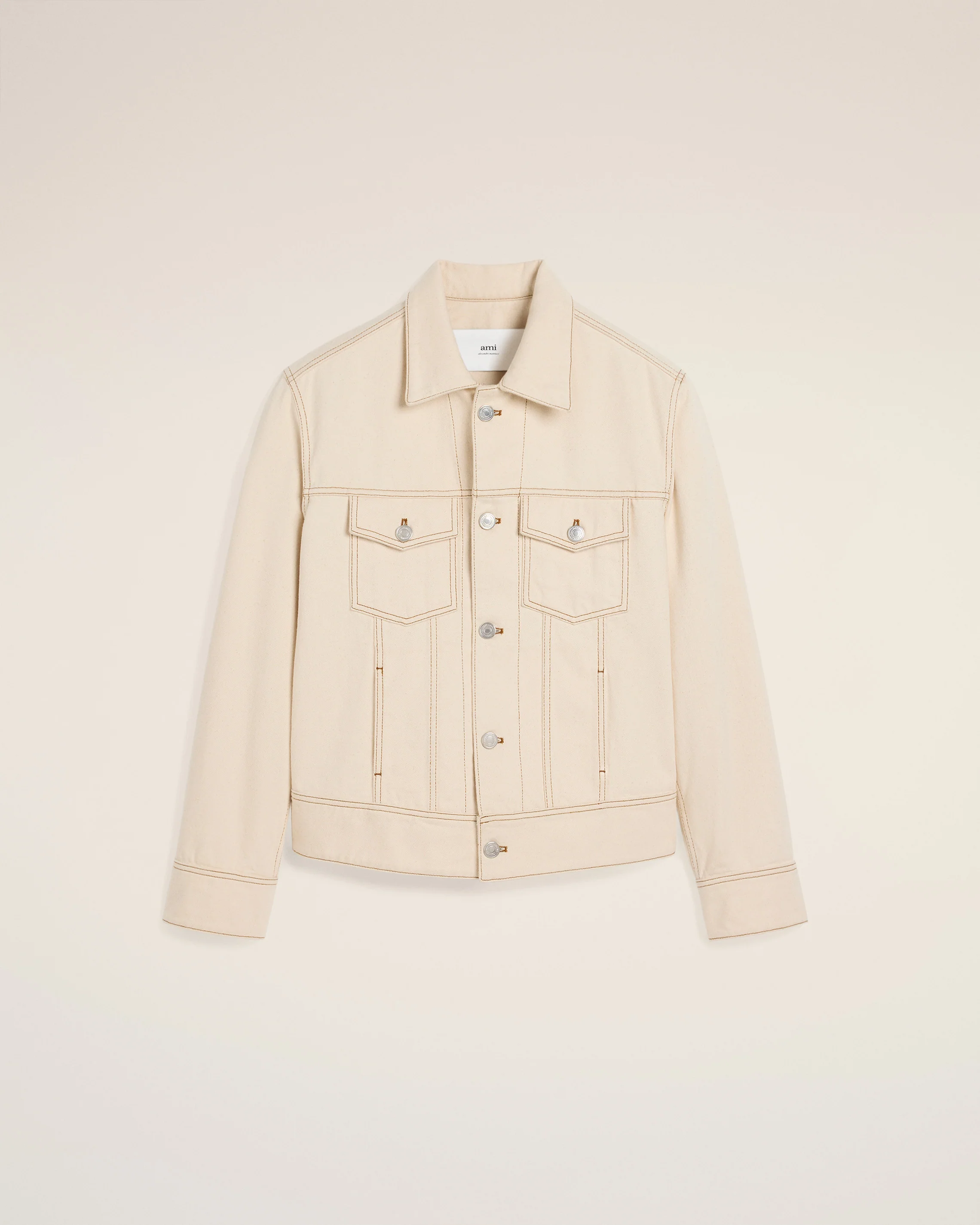 Beige Cotton Ami Paris Trucker Jacket