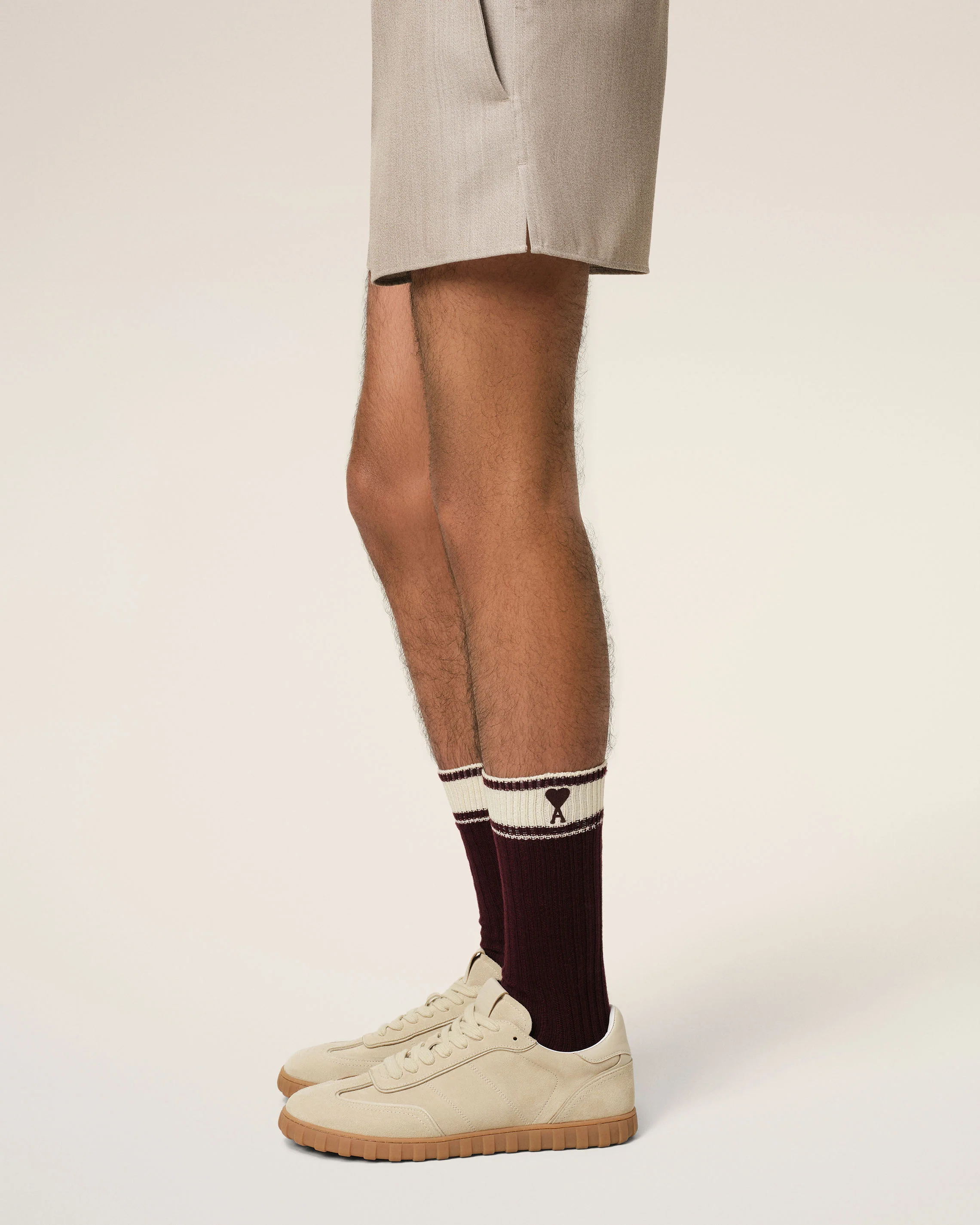 Burgundy Cotton Ami de Coeur Striped Socks