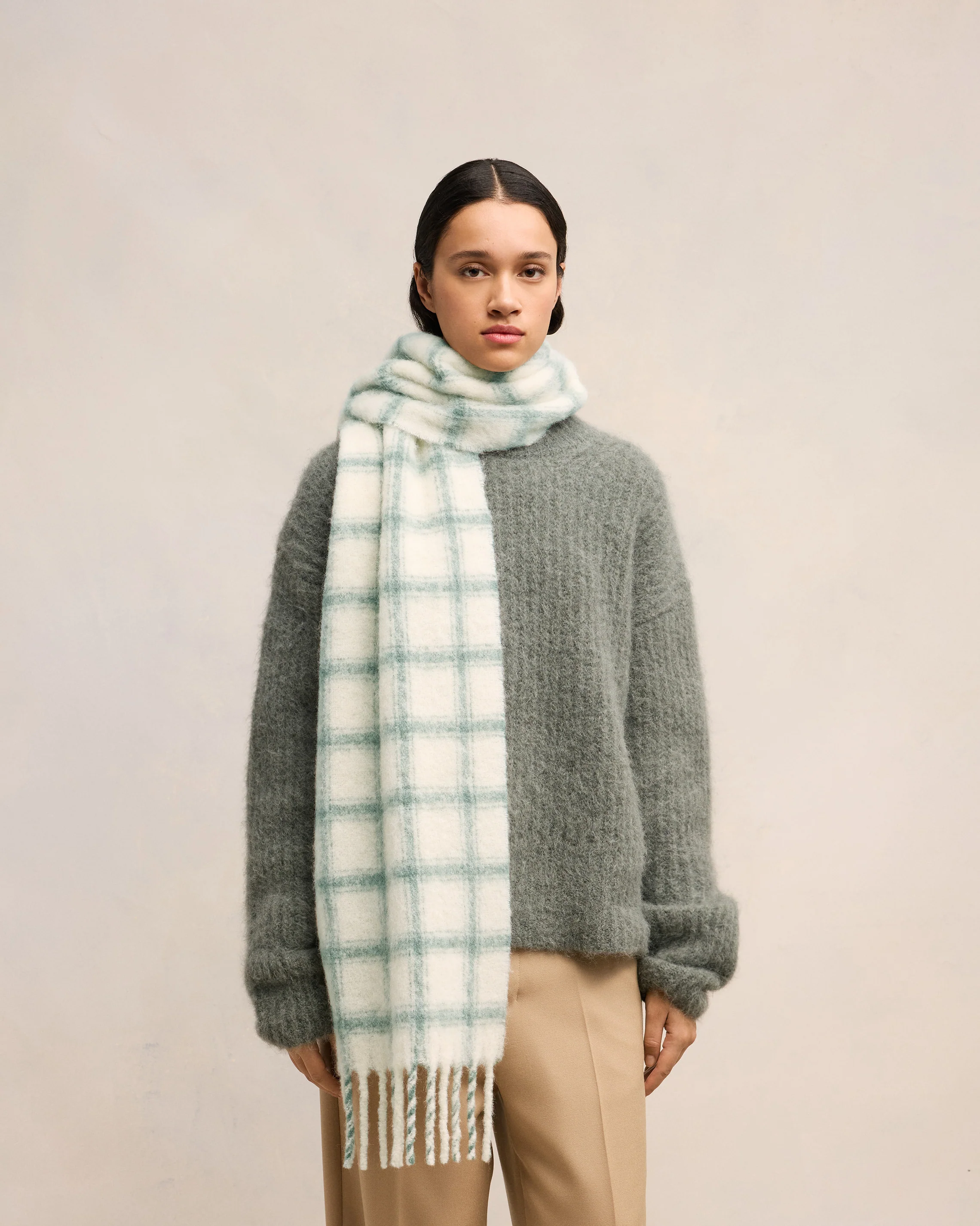 Checkered Ami Label Scarf