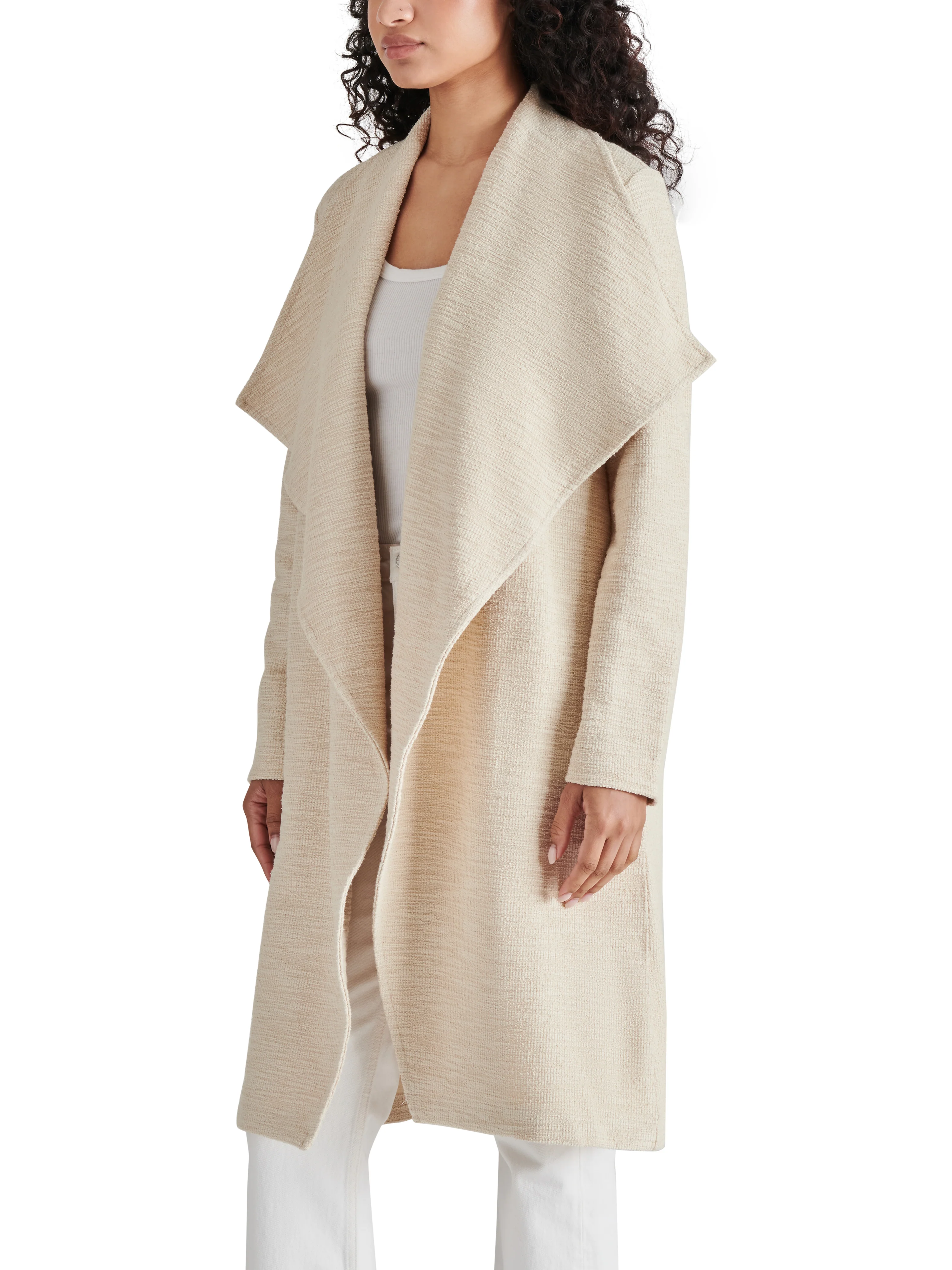 DRAPE FRONT SLUB KNIT JACKET IVORY