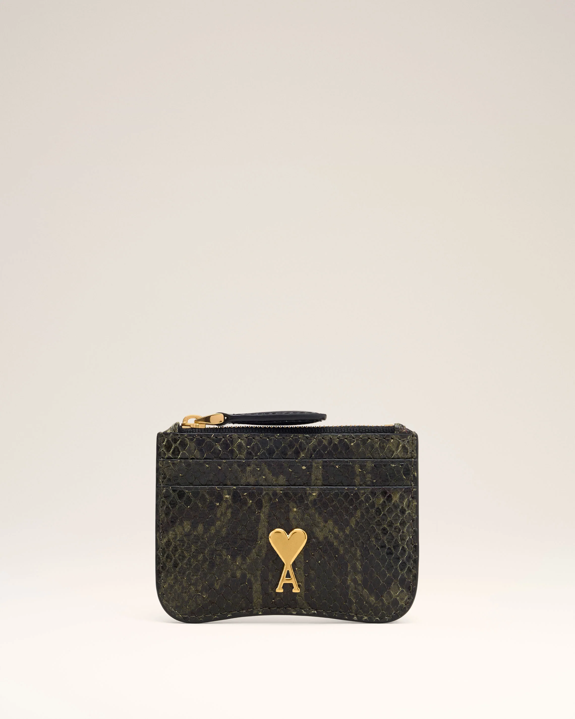 Green Leather Zipped Card Holder