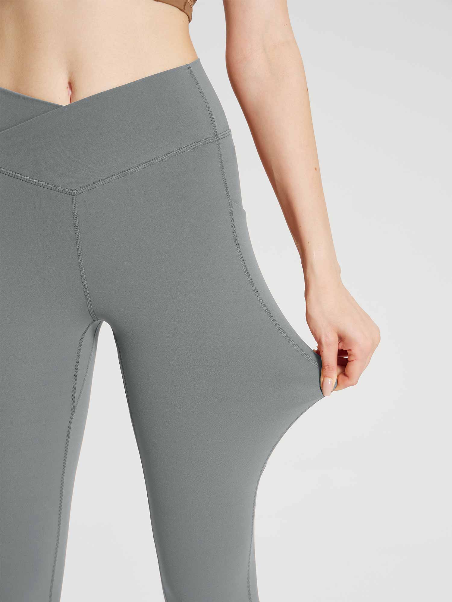 Lycra Cross-Waist Zippered Flared Pants