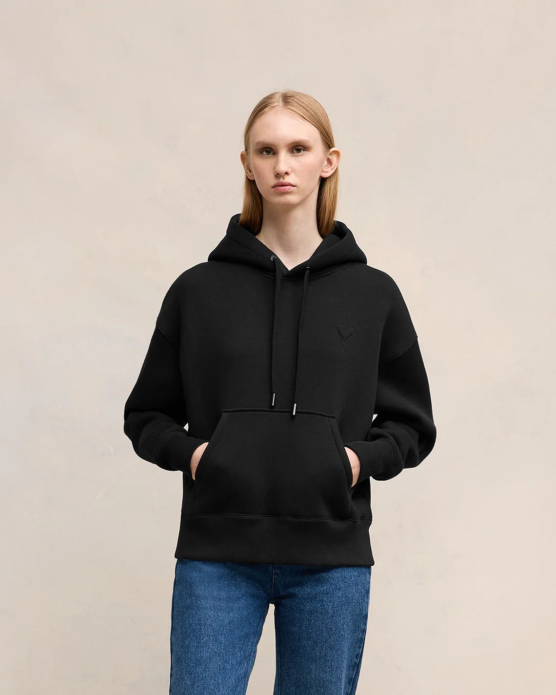 Black Cotton Ami de Coeur Hoodie