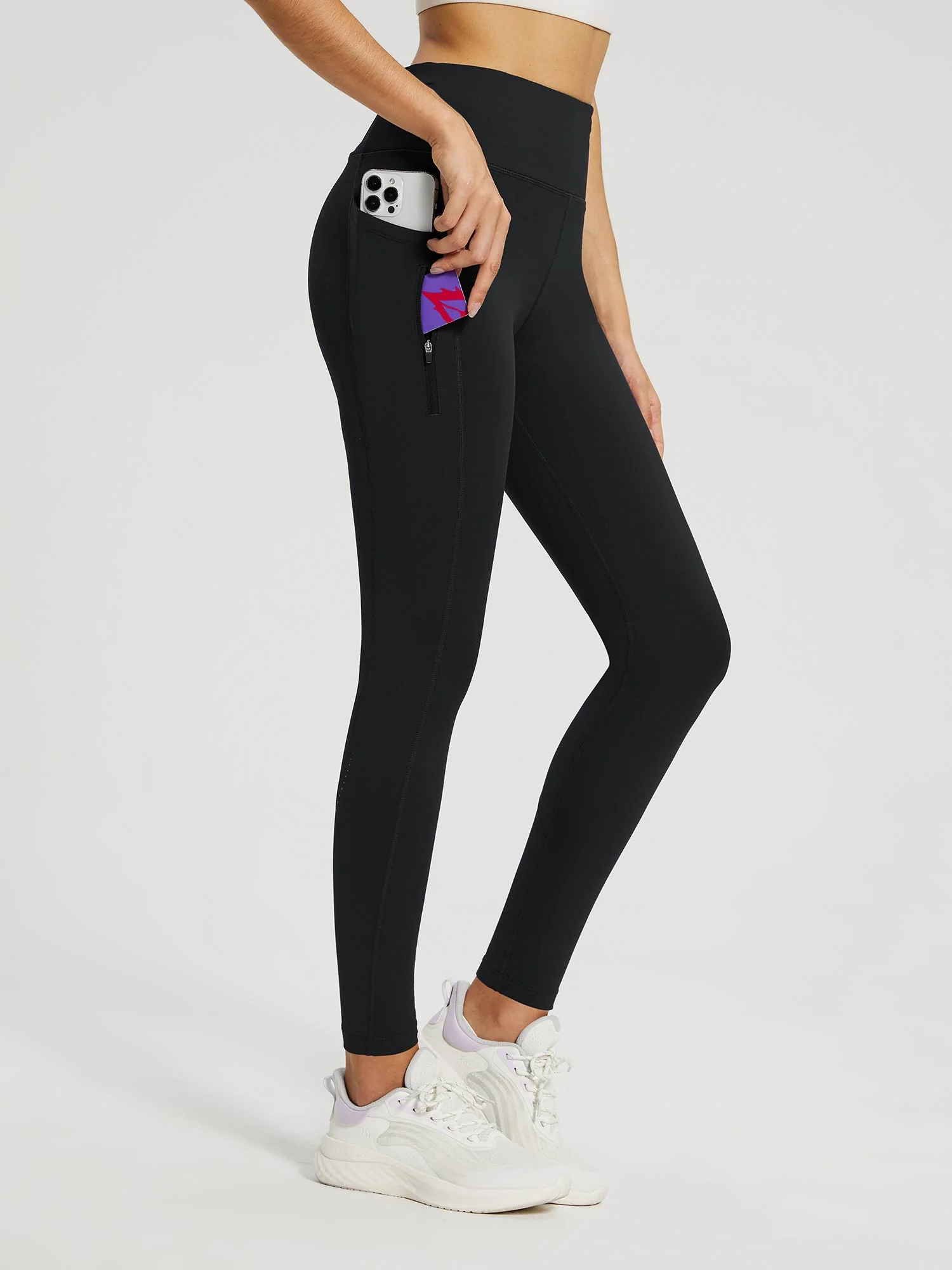 Laureate Zipper Pockets Fleece Lined Leggings