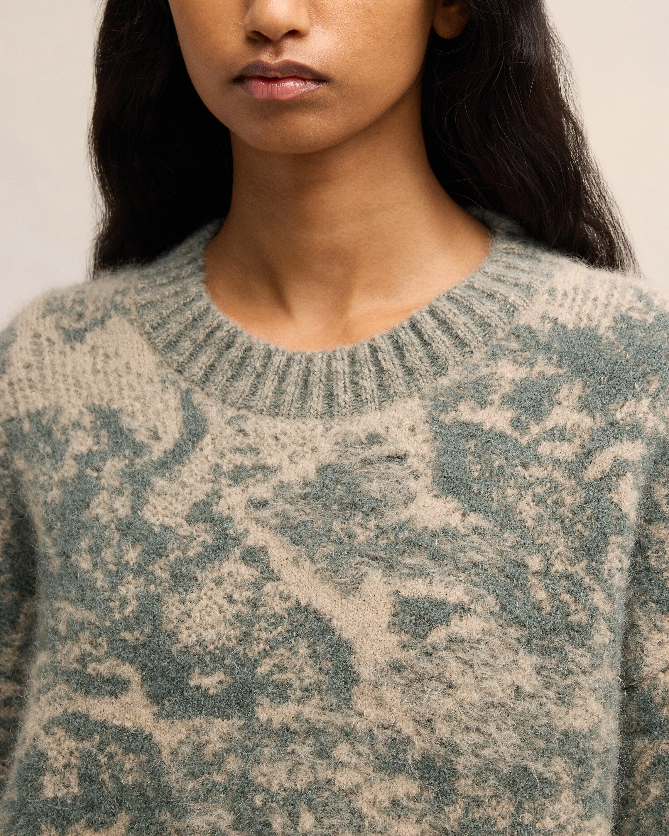 Alpaca Mohair Jacquard Crewneck
