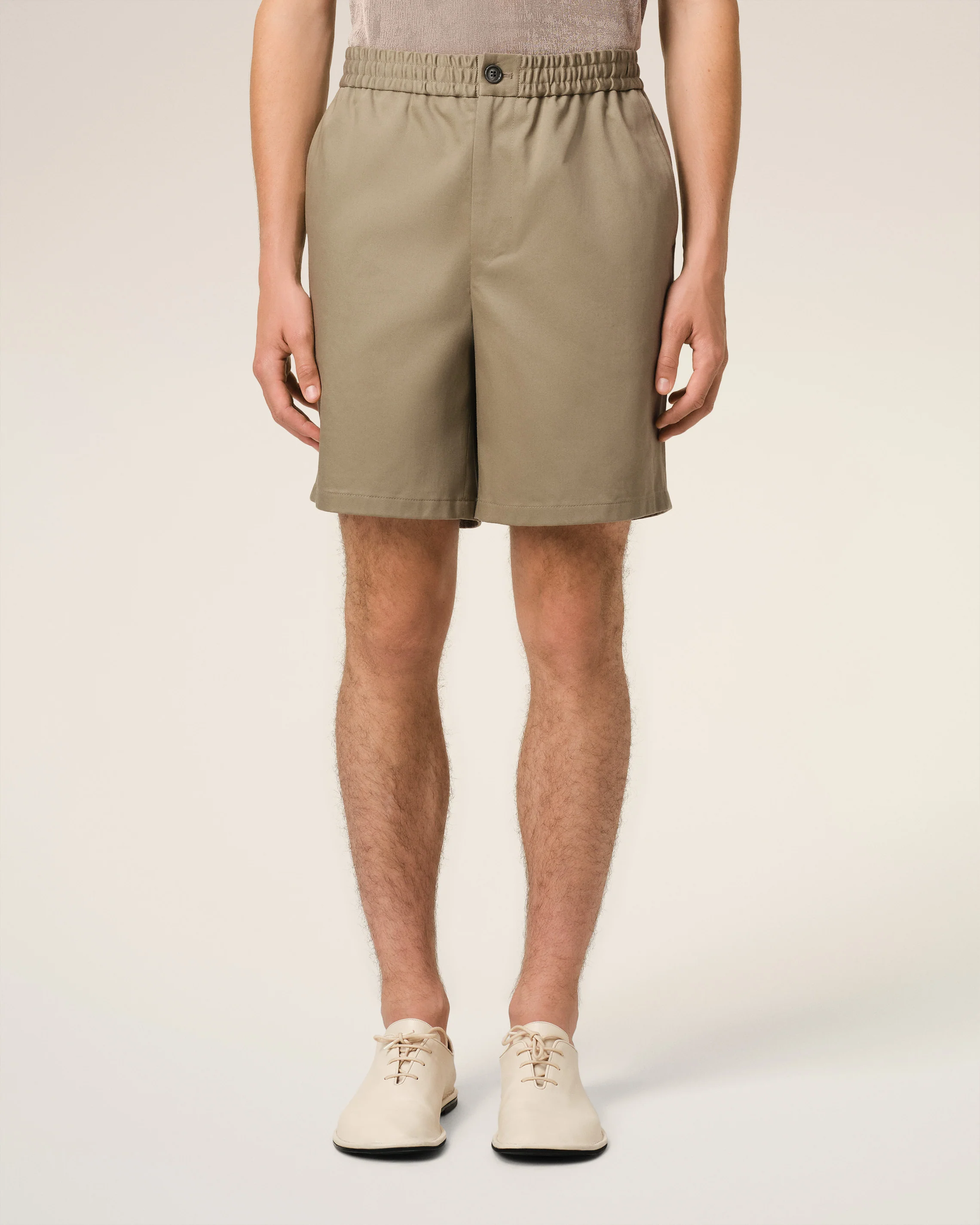 Green Cotton Elasticated Waist Shorts