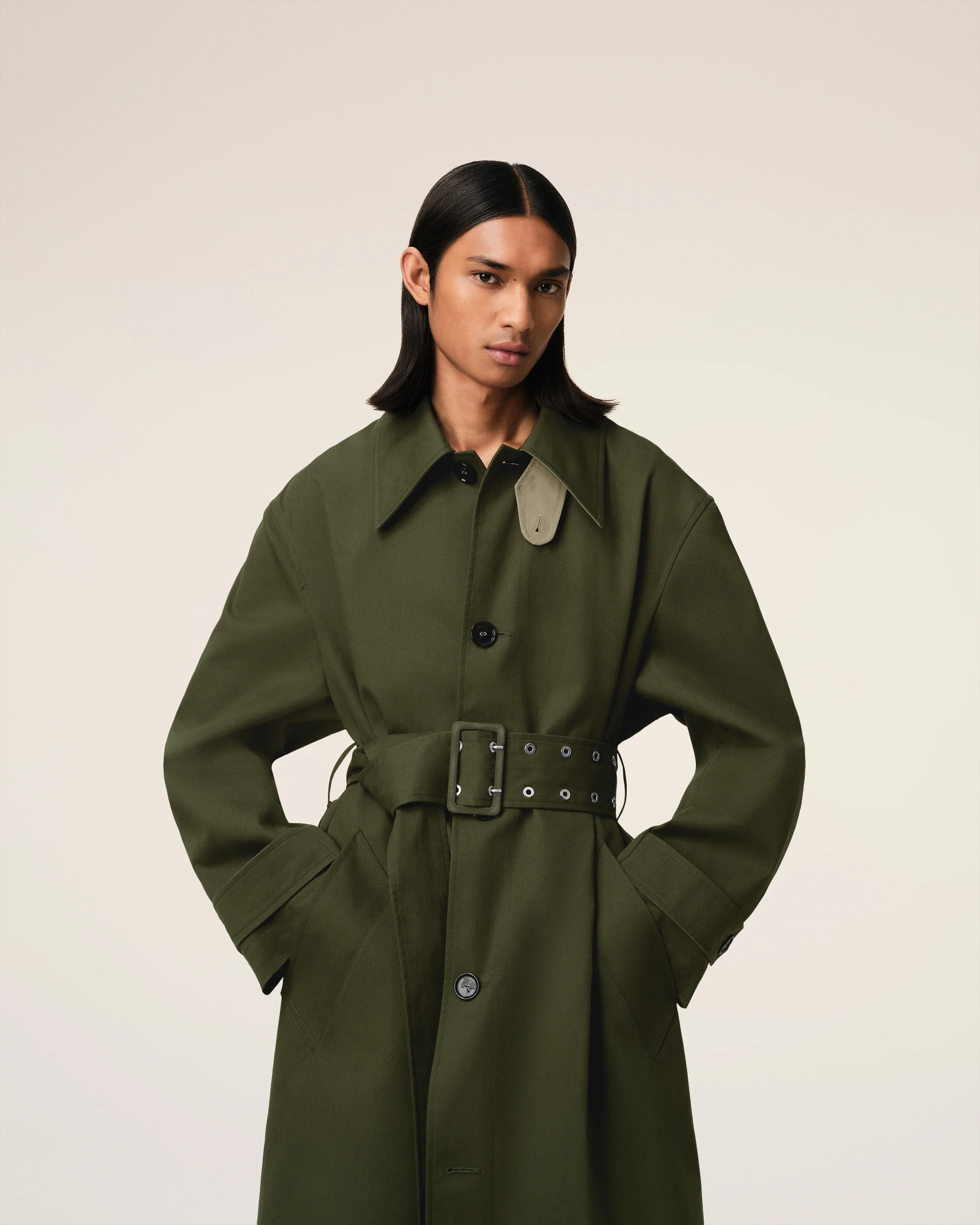 Green Cotton Belted Mac