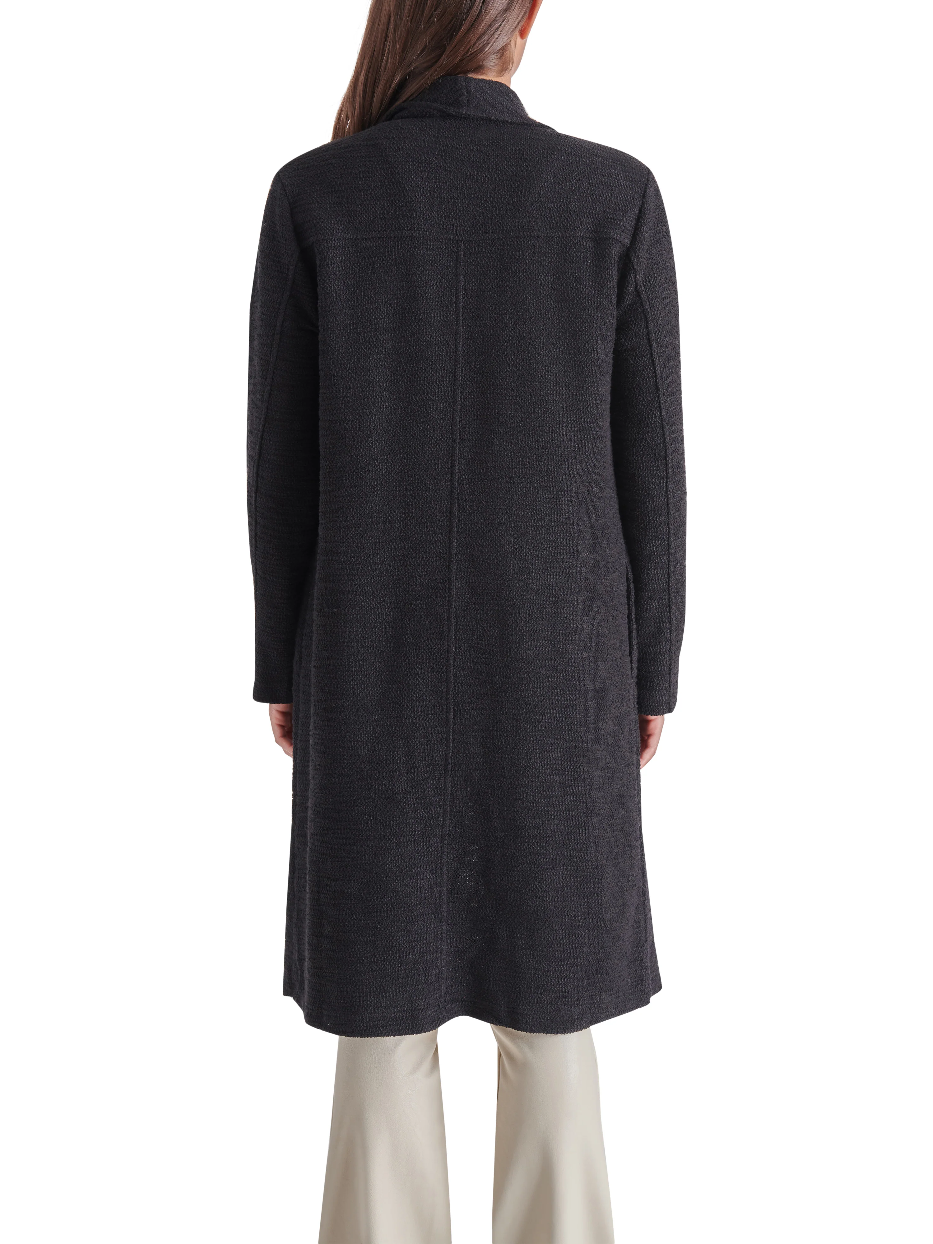 DRAPE FRONT SLUB KNIT JACKET BLACK