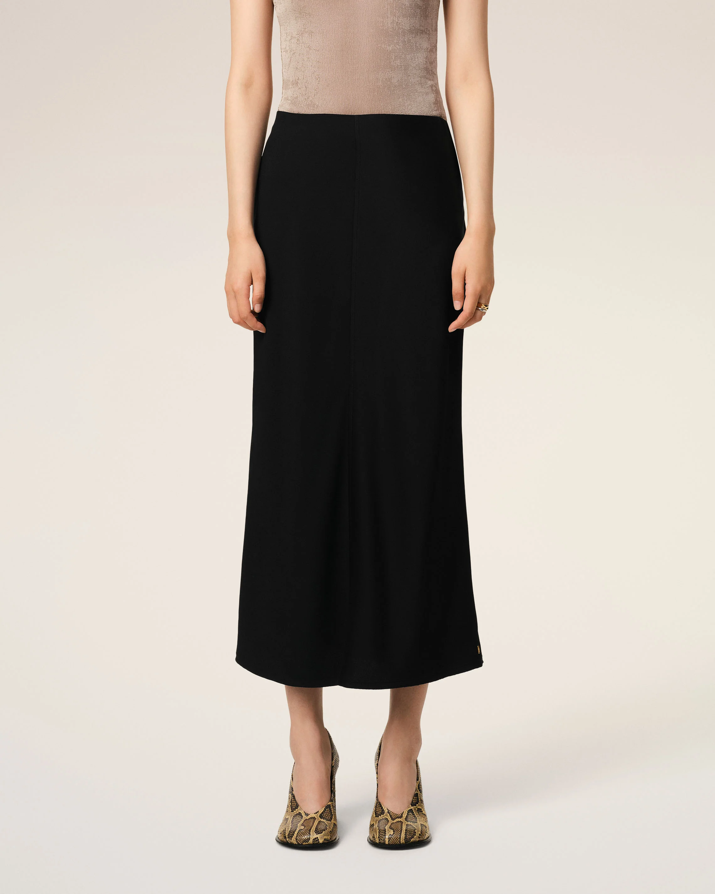 Black Straight Midi Skirt
