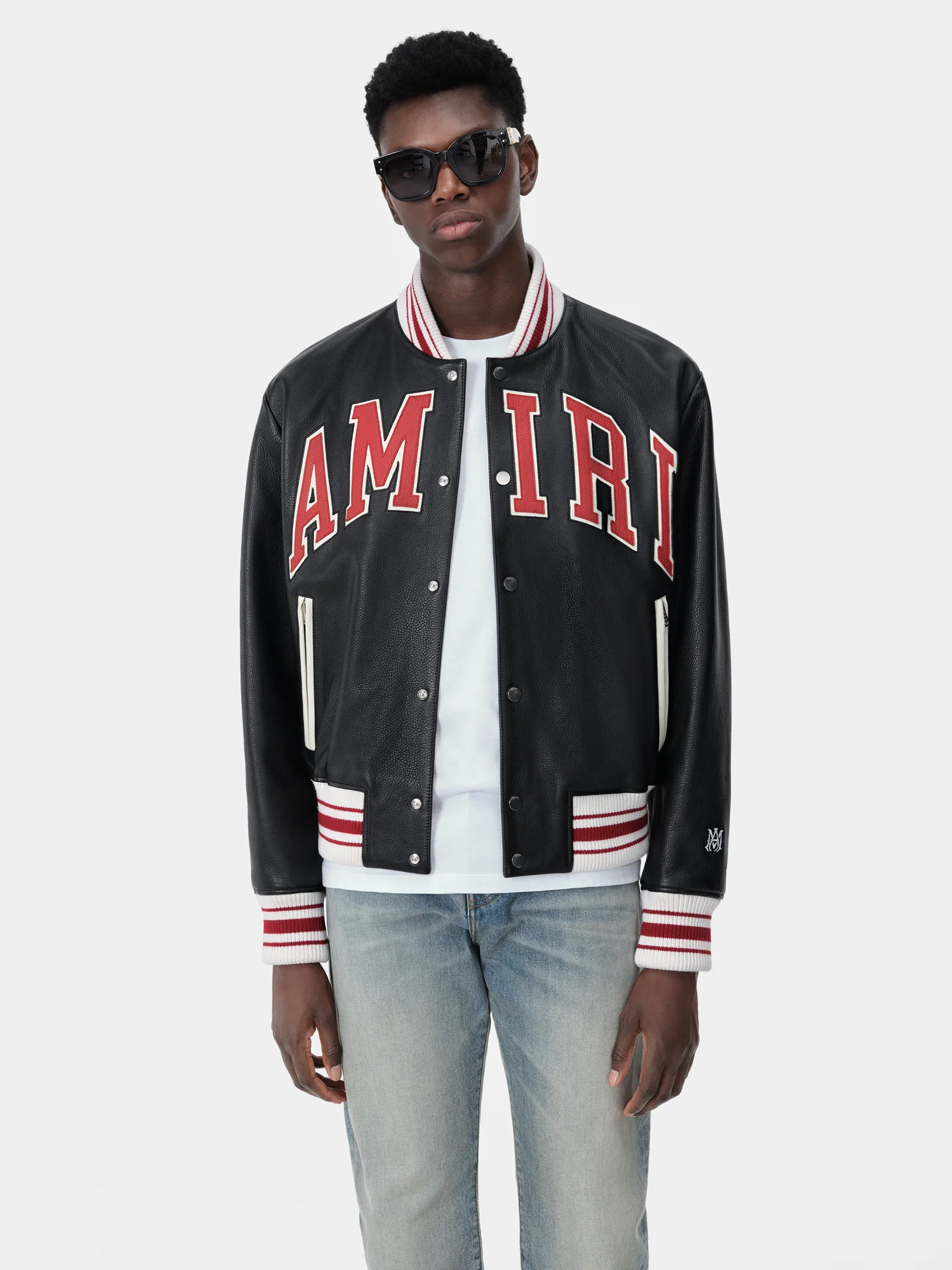 AMIRI LEATHER BOMBER - Black