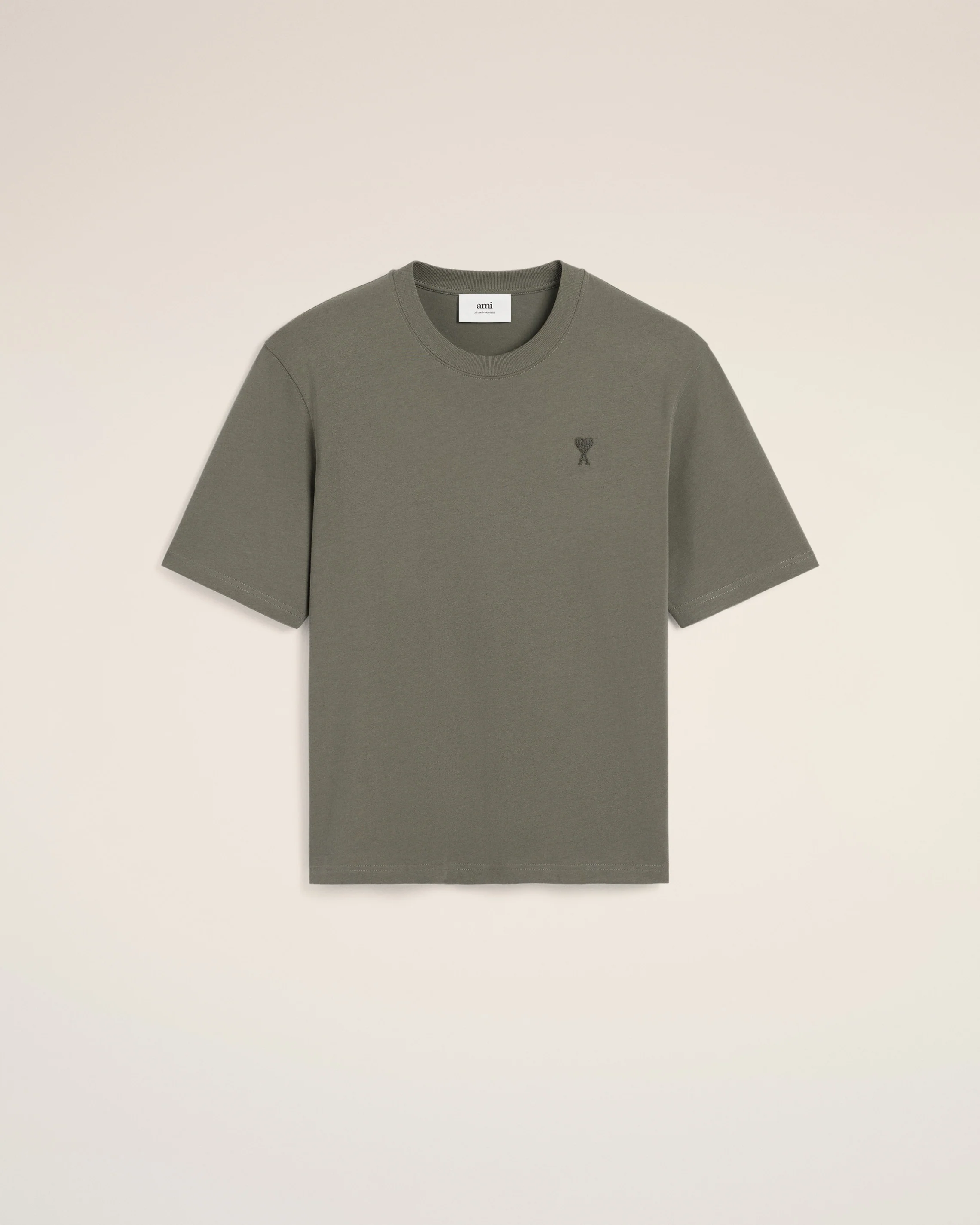 Taupe Cotton Tonal Ami de Coeur T-Shirt