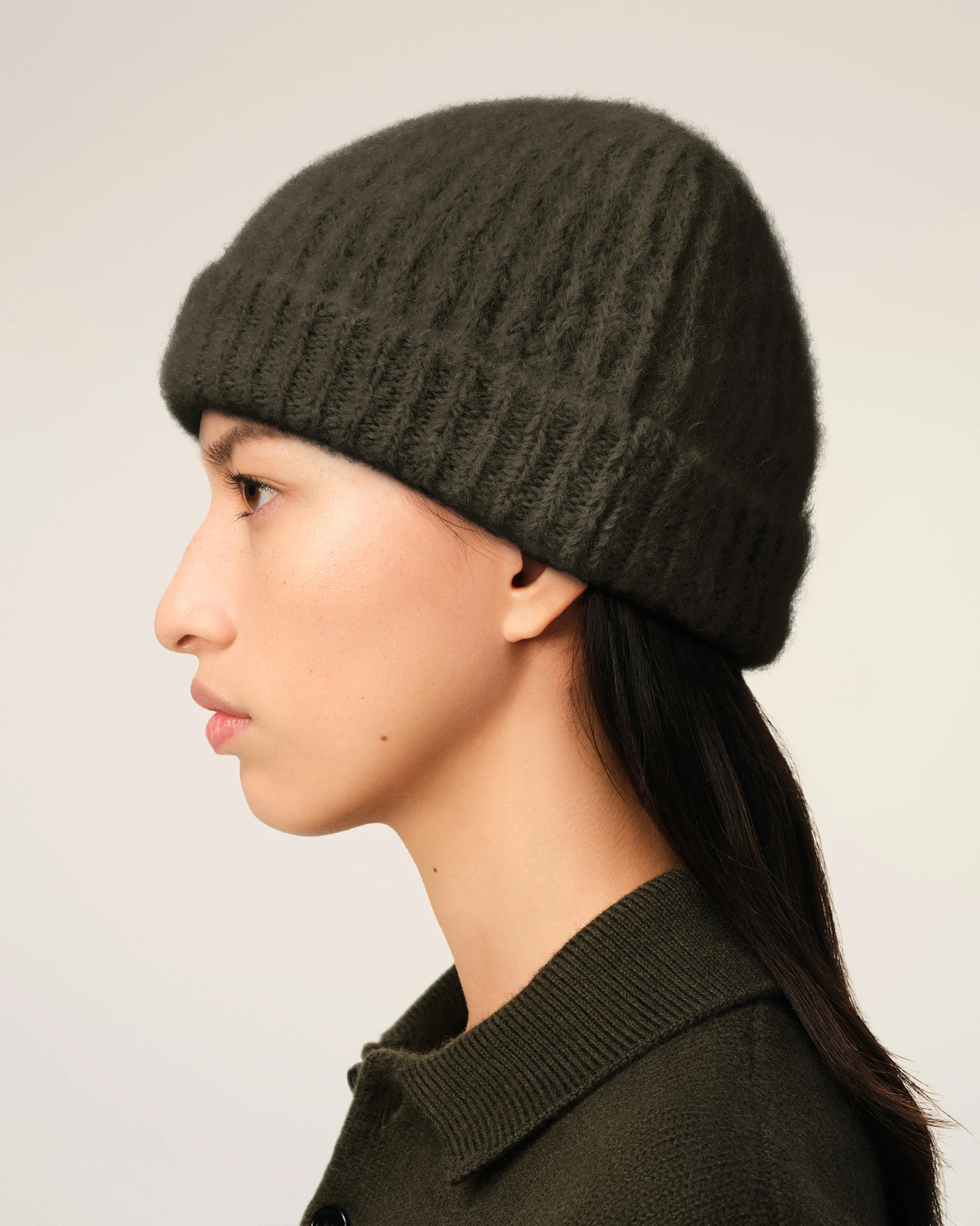 Bonnet Ami De Coeur Kaki En Alpaga