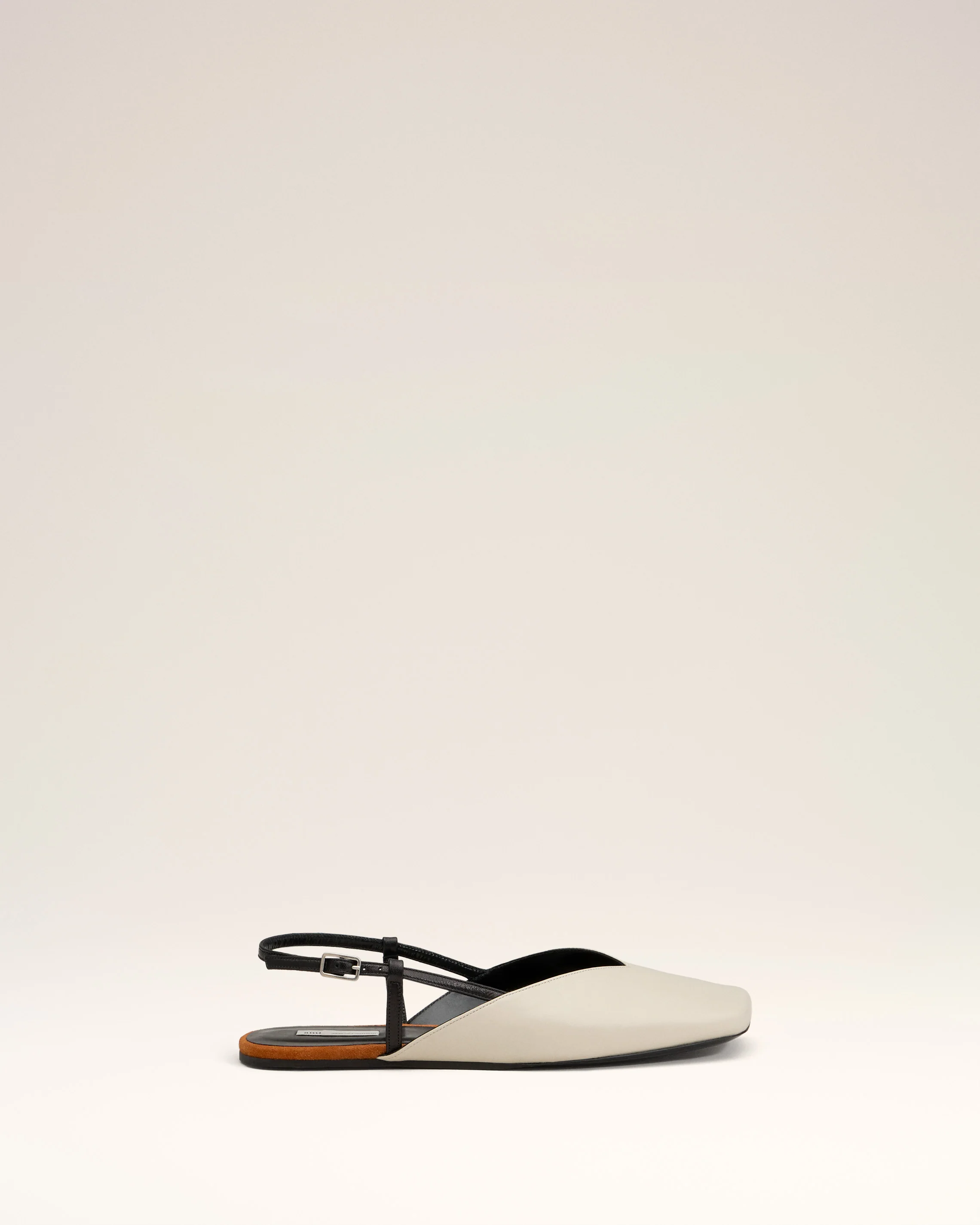 Beige Leather Slingbacks