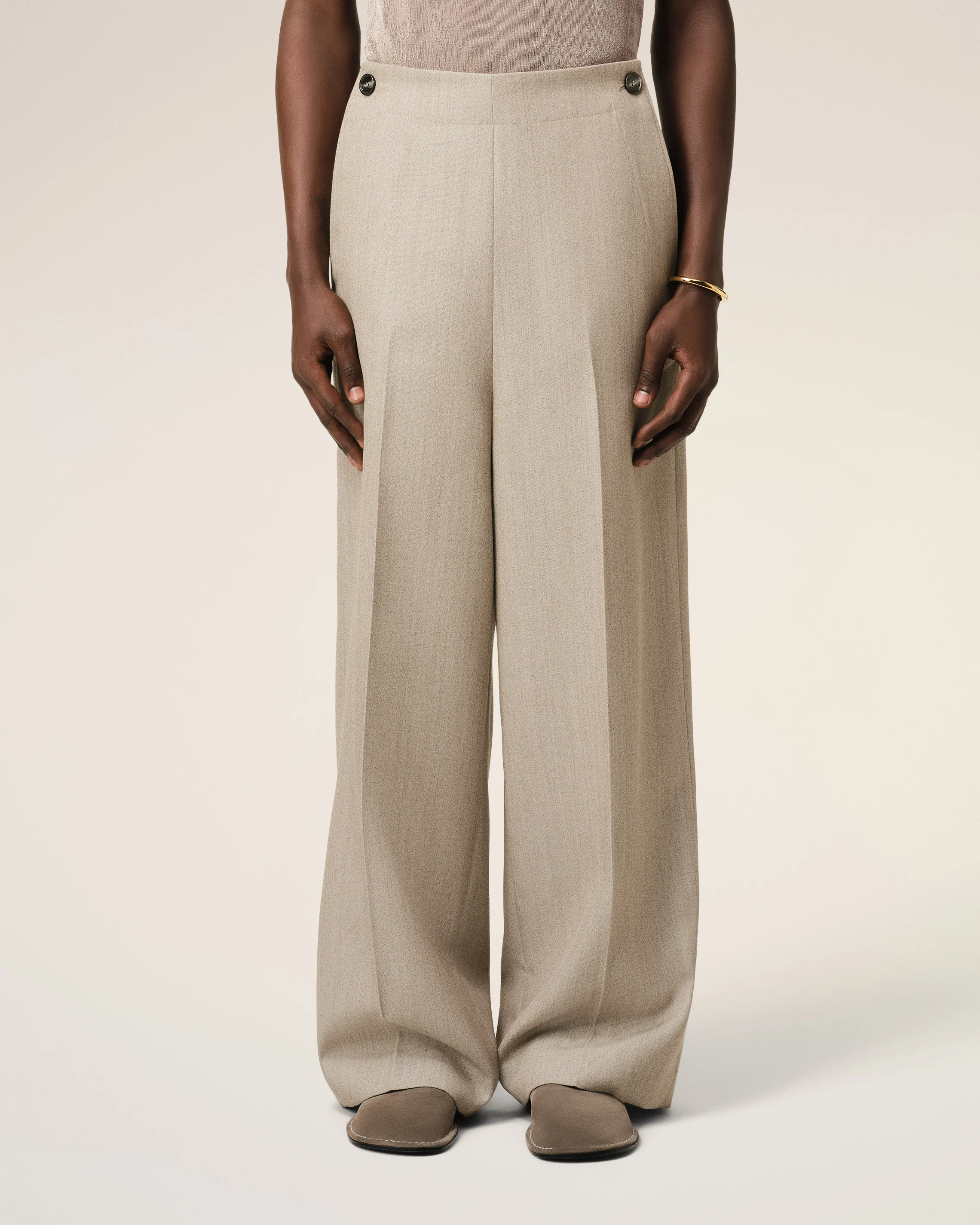 Beige New Wool Sailor Trousers