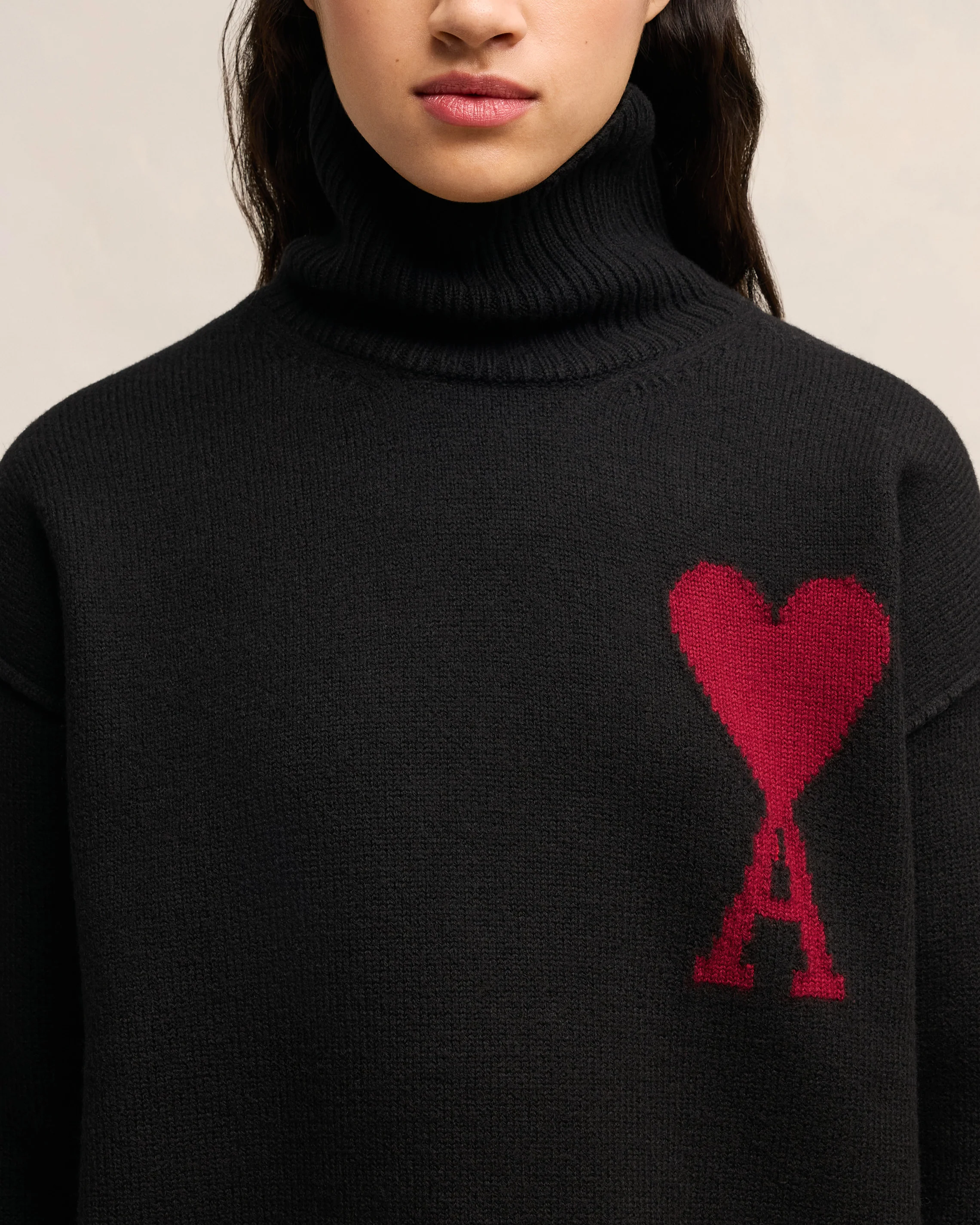 Black Wool Ami de Coeur Sweater