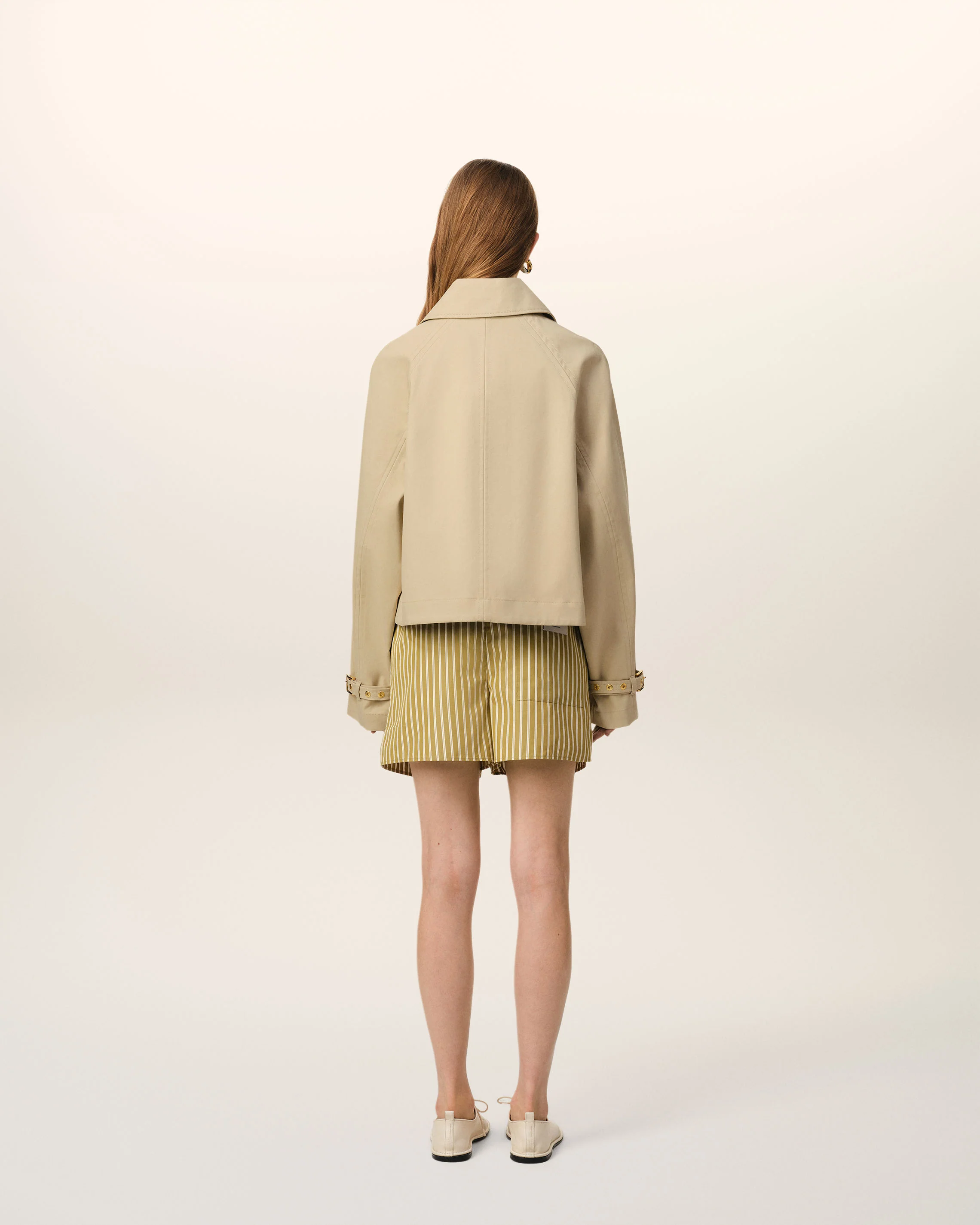 Beige Cotton Buttoned Jacket