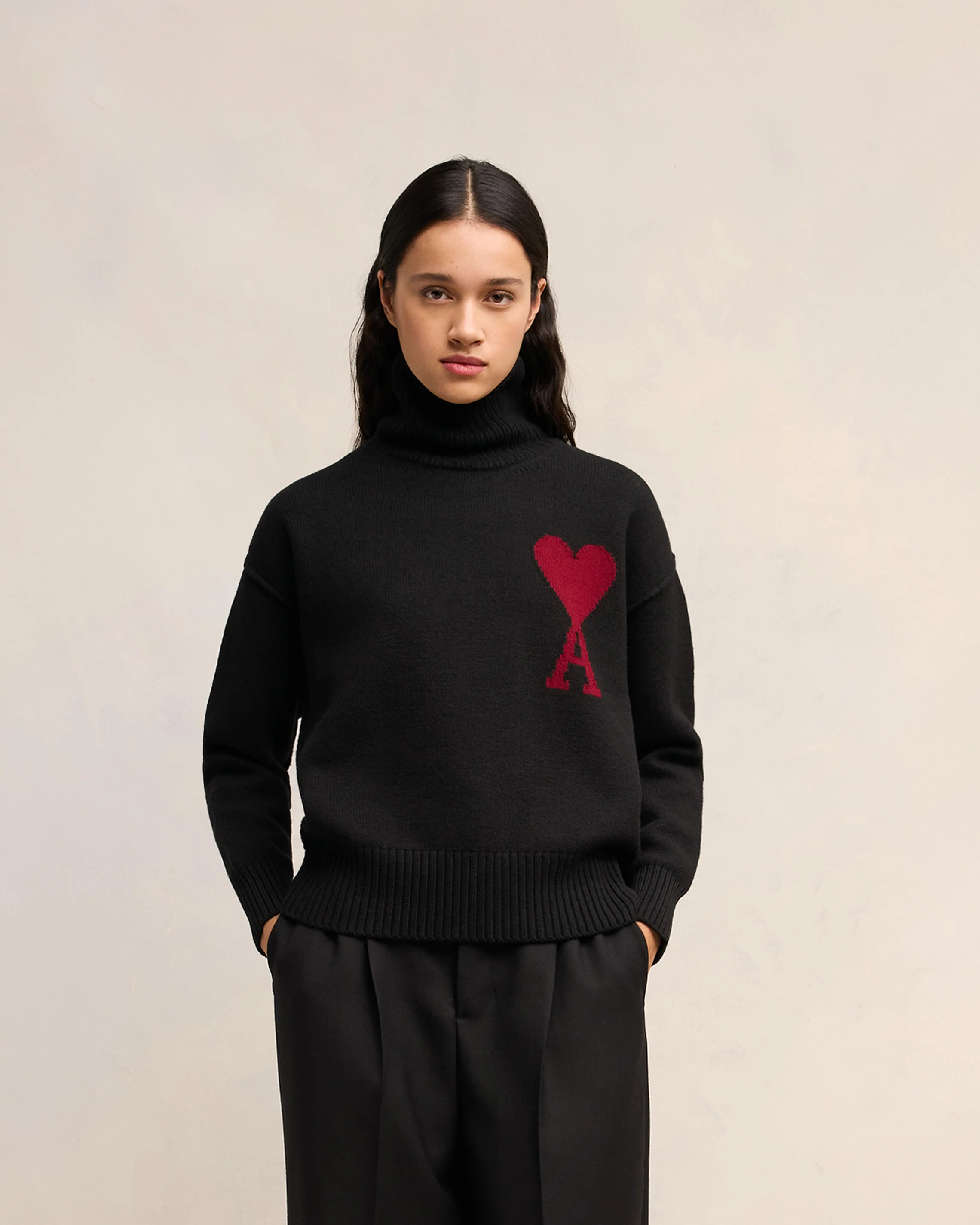Black Wool Ami de Coeur Sweater