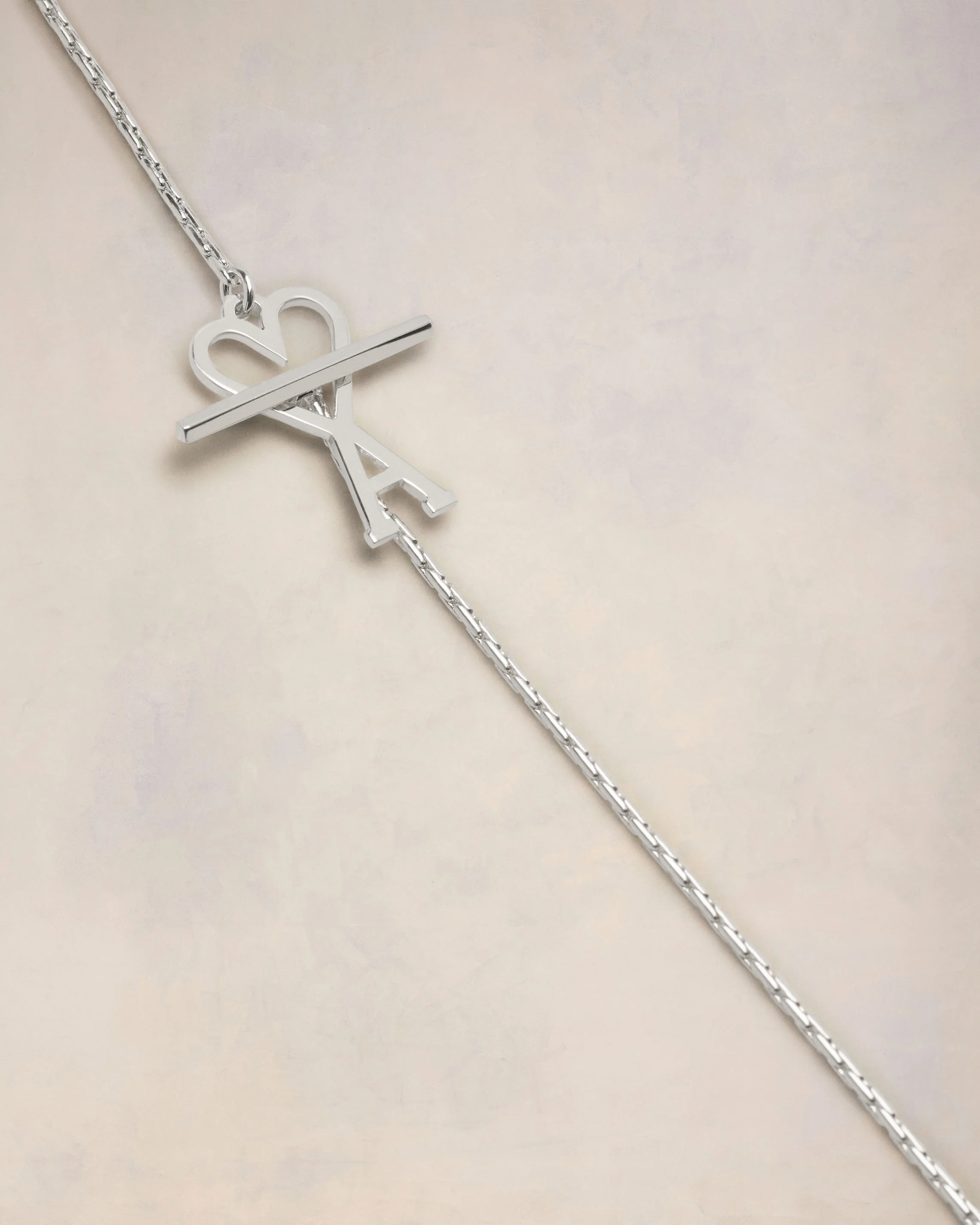 Silver Brass Ami de Coeur Chain Necklace