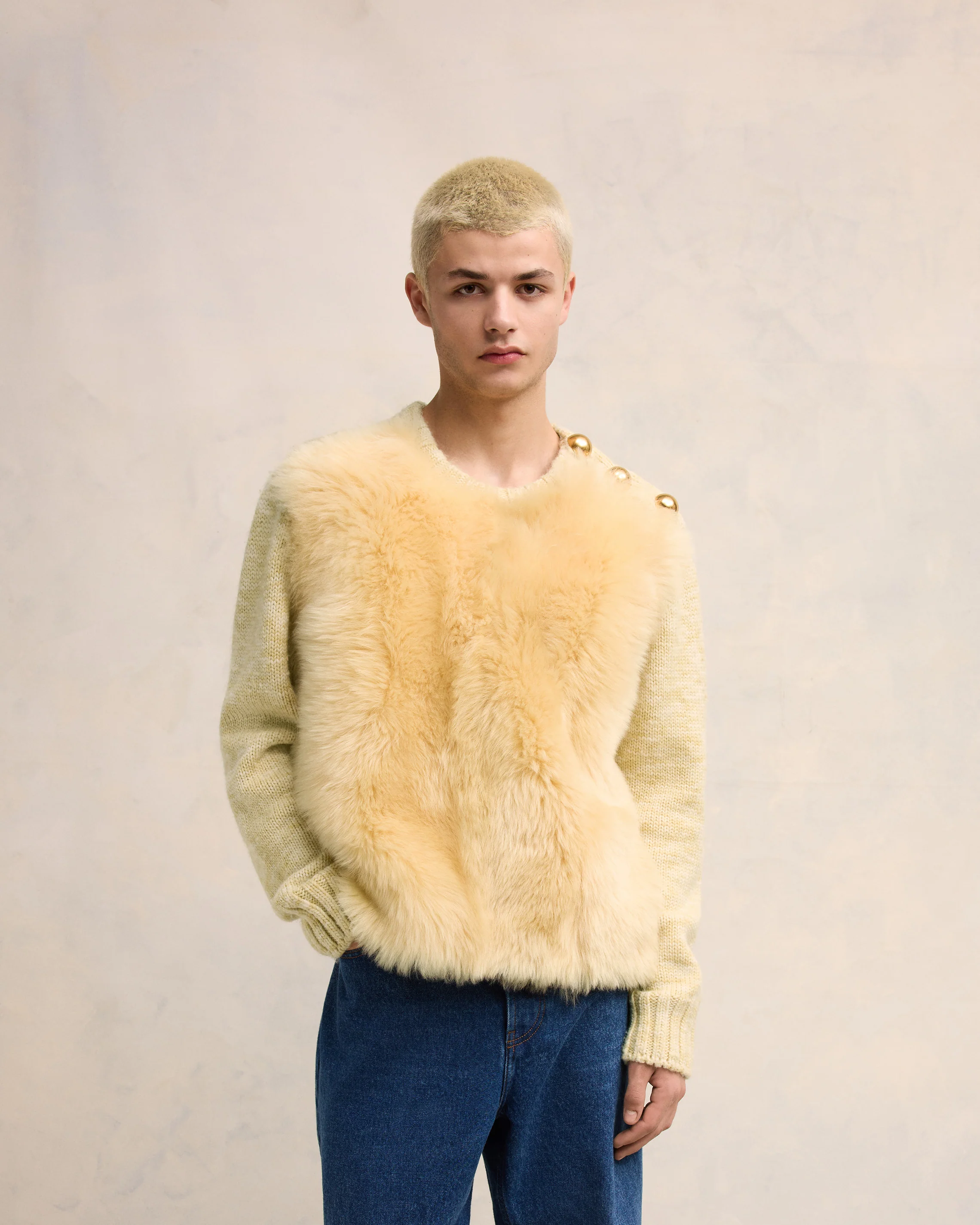 Shearling Crew Neck Sweater