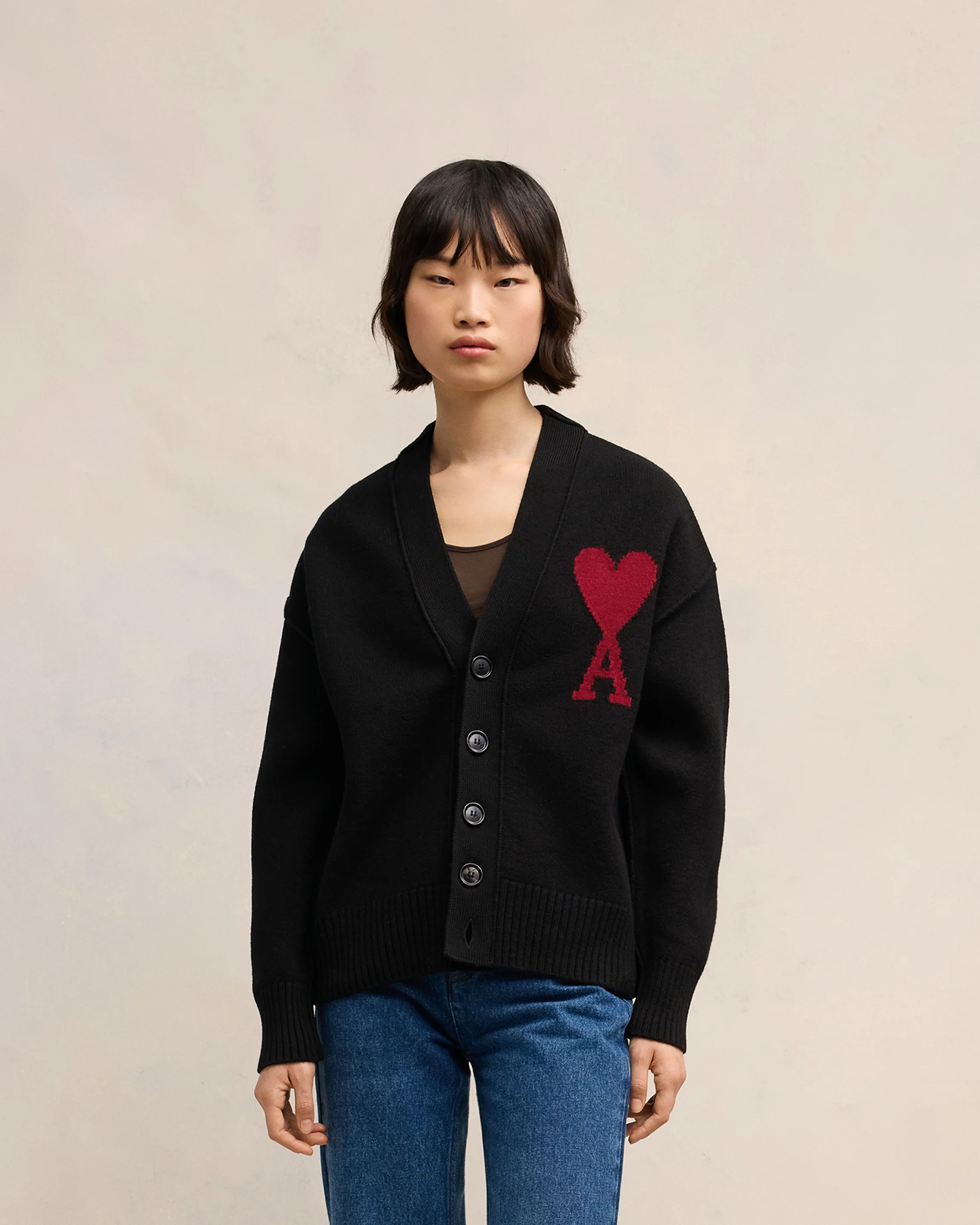 Black Wool Ami de Coeur Cardigan