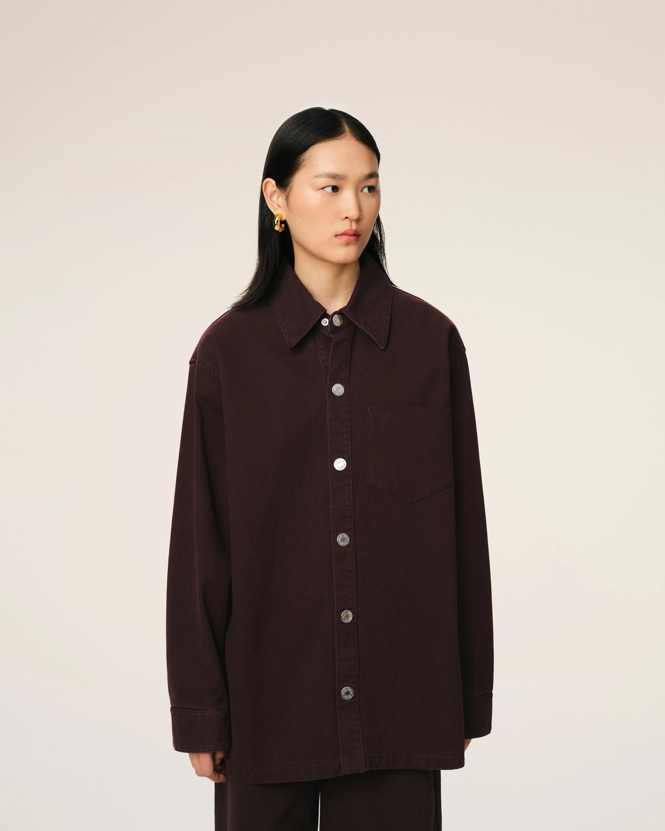 Burgundy Cotton Ami de Coeur Overshirt