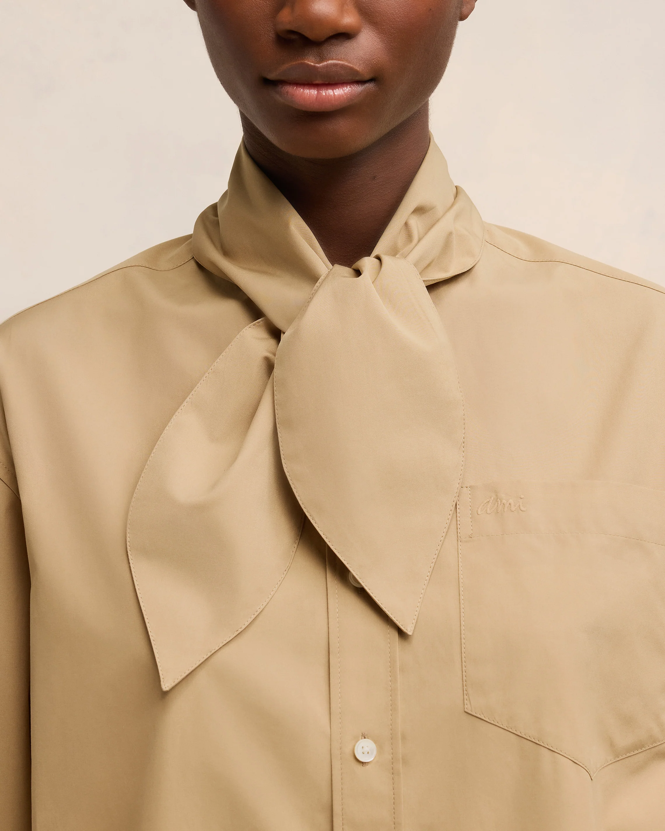 Scarf Collar Shirt Dress