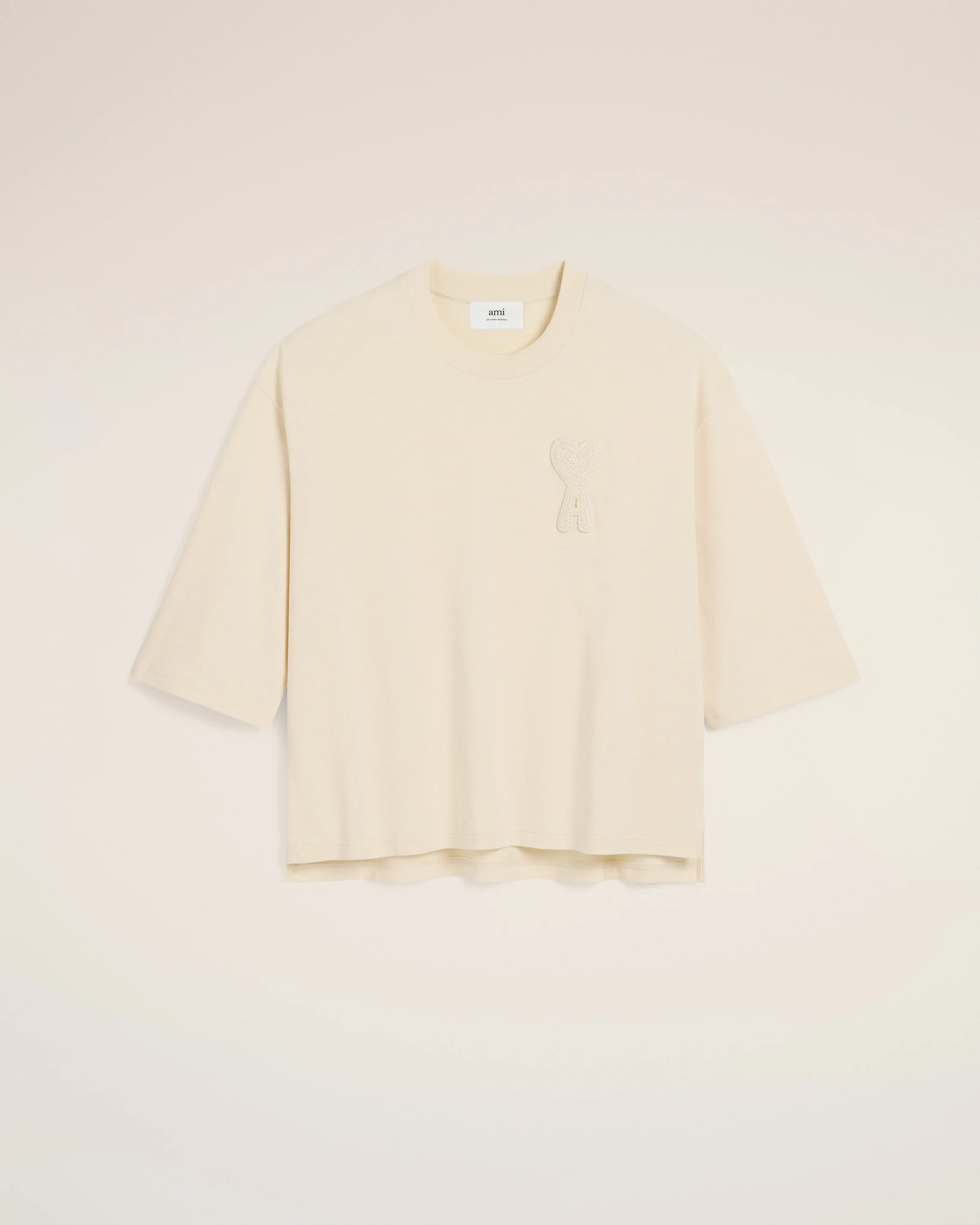 Beige Cotton Ami de Coeur Patch T-Shirt