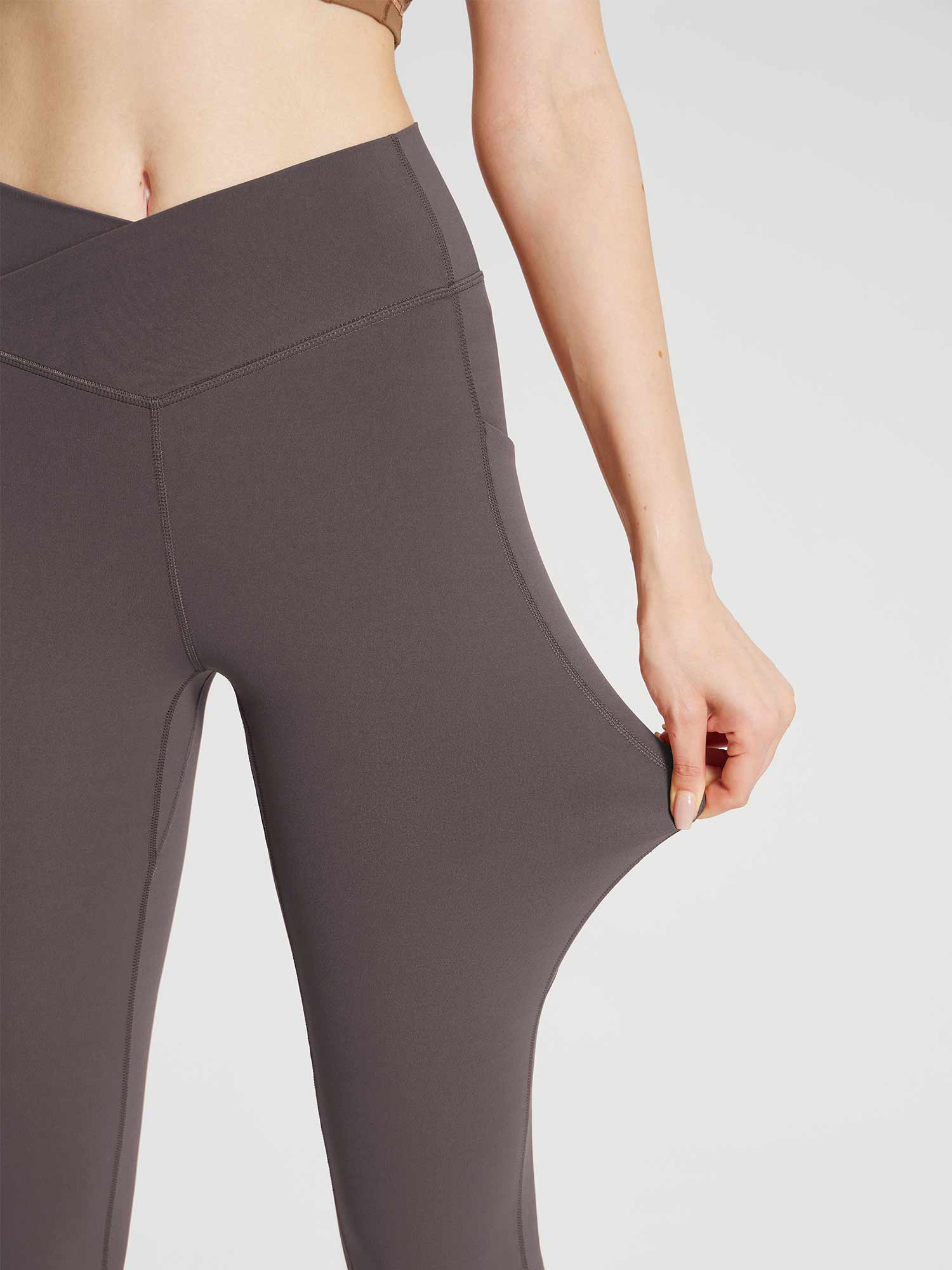 Lycra Cross-Waist Zippered Flared Pants