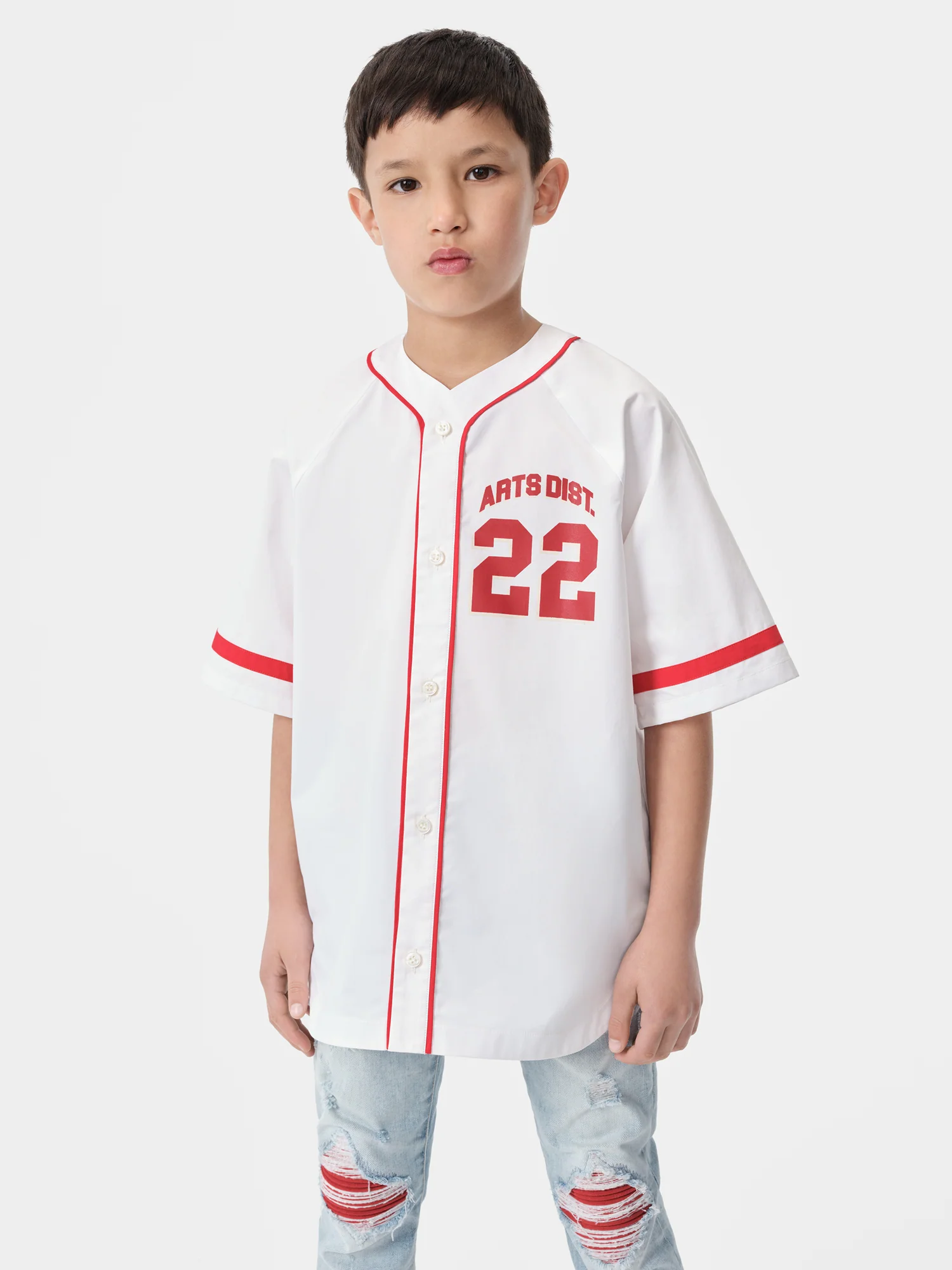 KIDS - KIDS' AMIRI 22 BASEBALL SHIRT - White