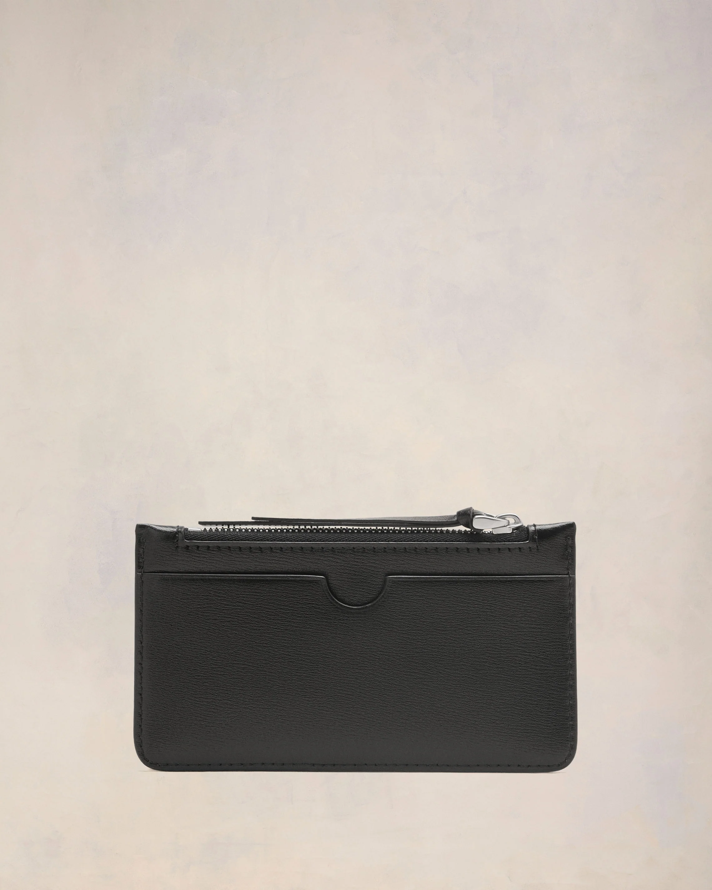 Black Leather Zipped Card Holder