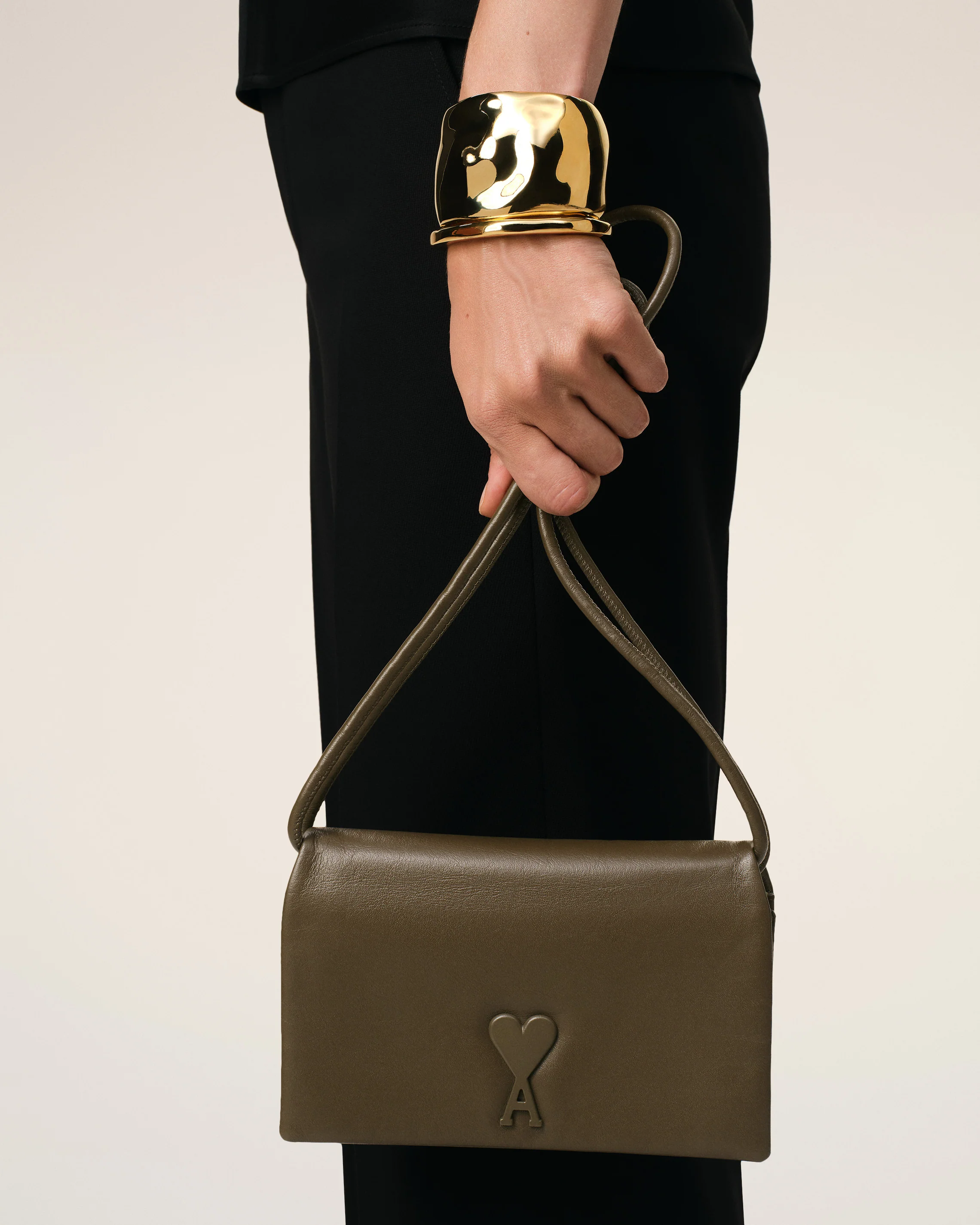 Khaki Leather Voulez-Vous Wallet Strap