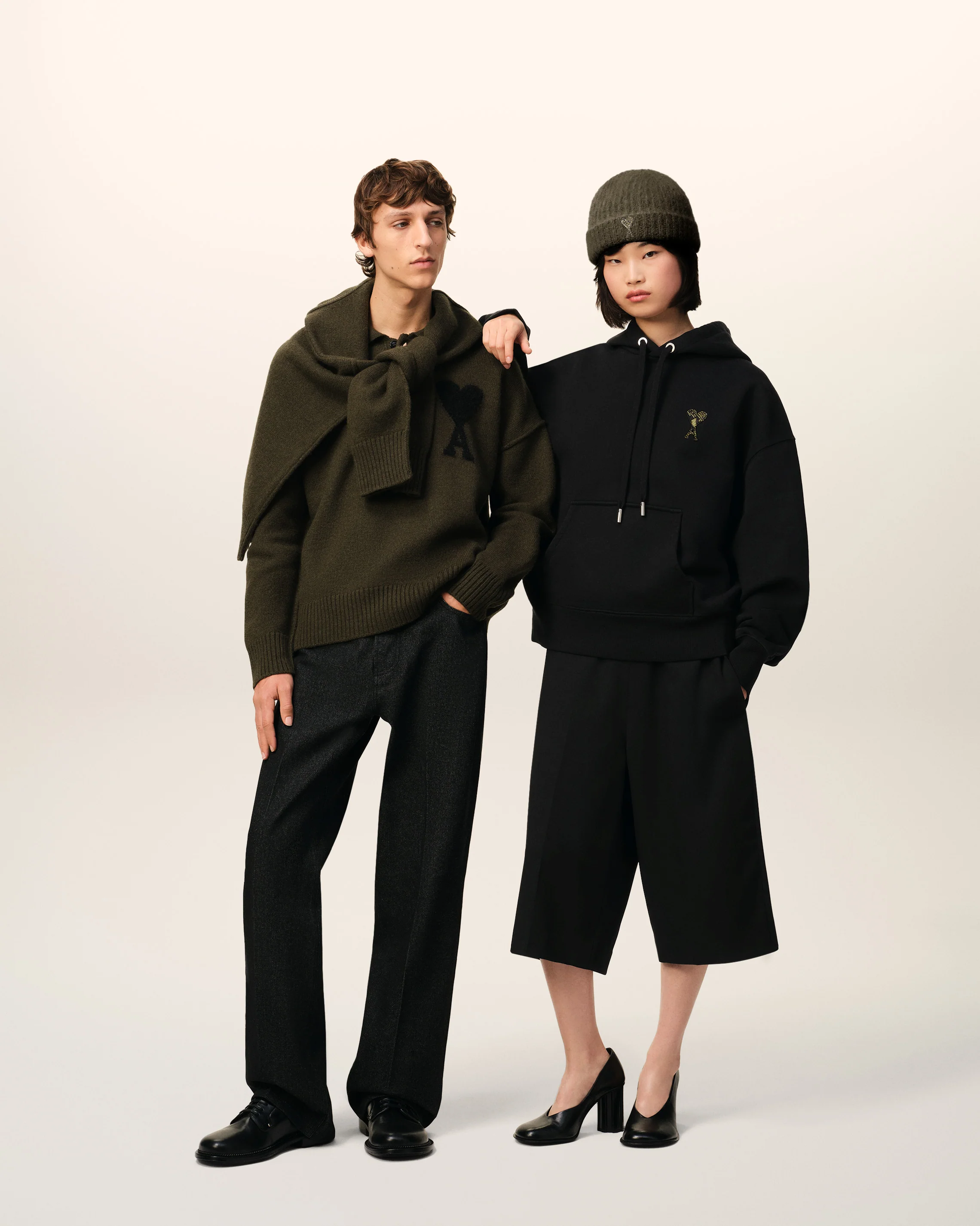 Bonnet Ami De Coeur Kaki En Alpaga