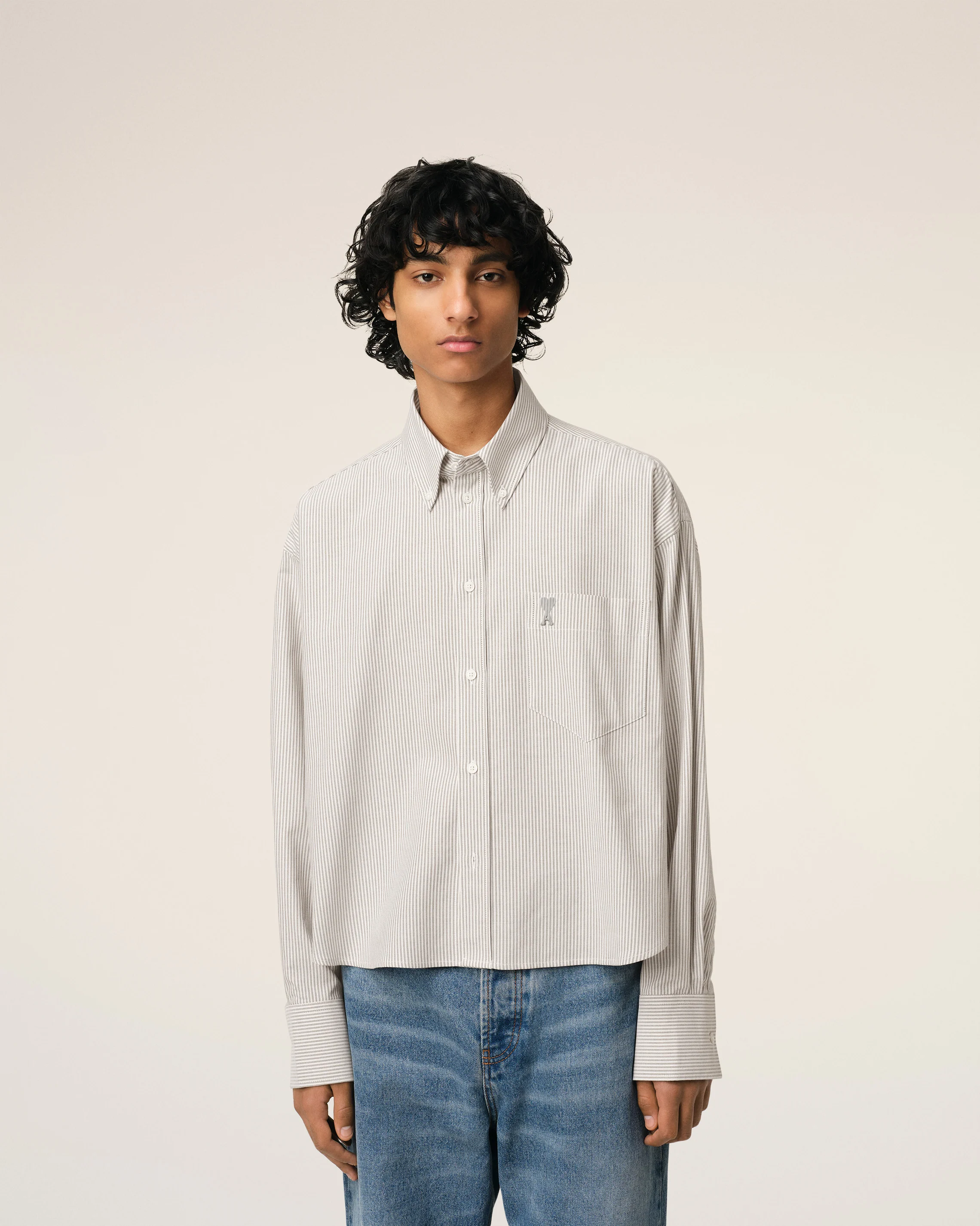 Green Cotton Cropped Oversized Shirt